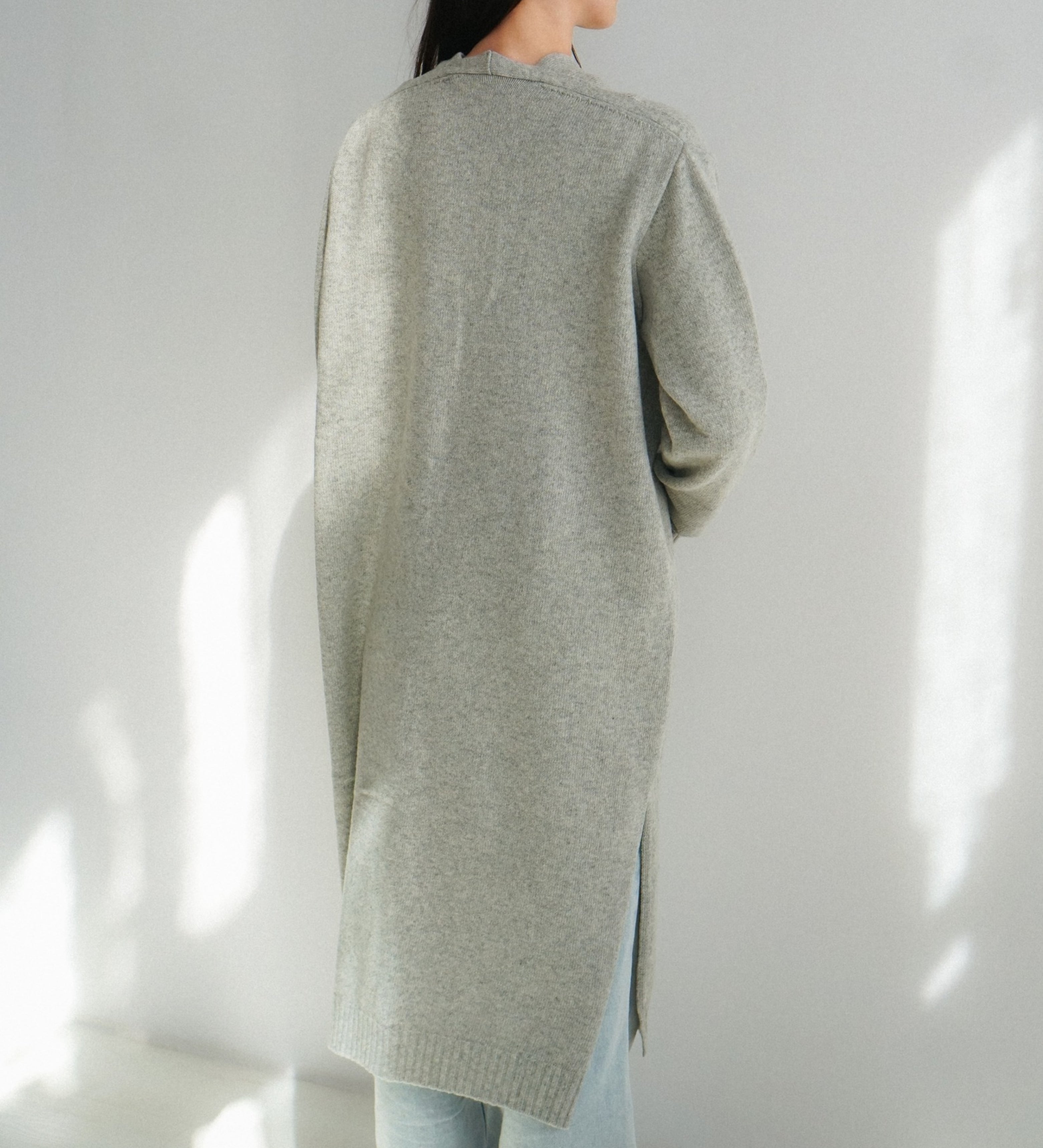 BERA Wełniany sweter kardigan - szary