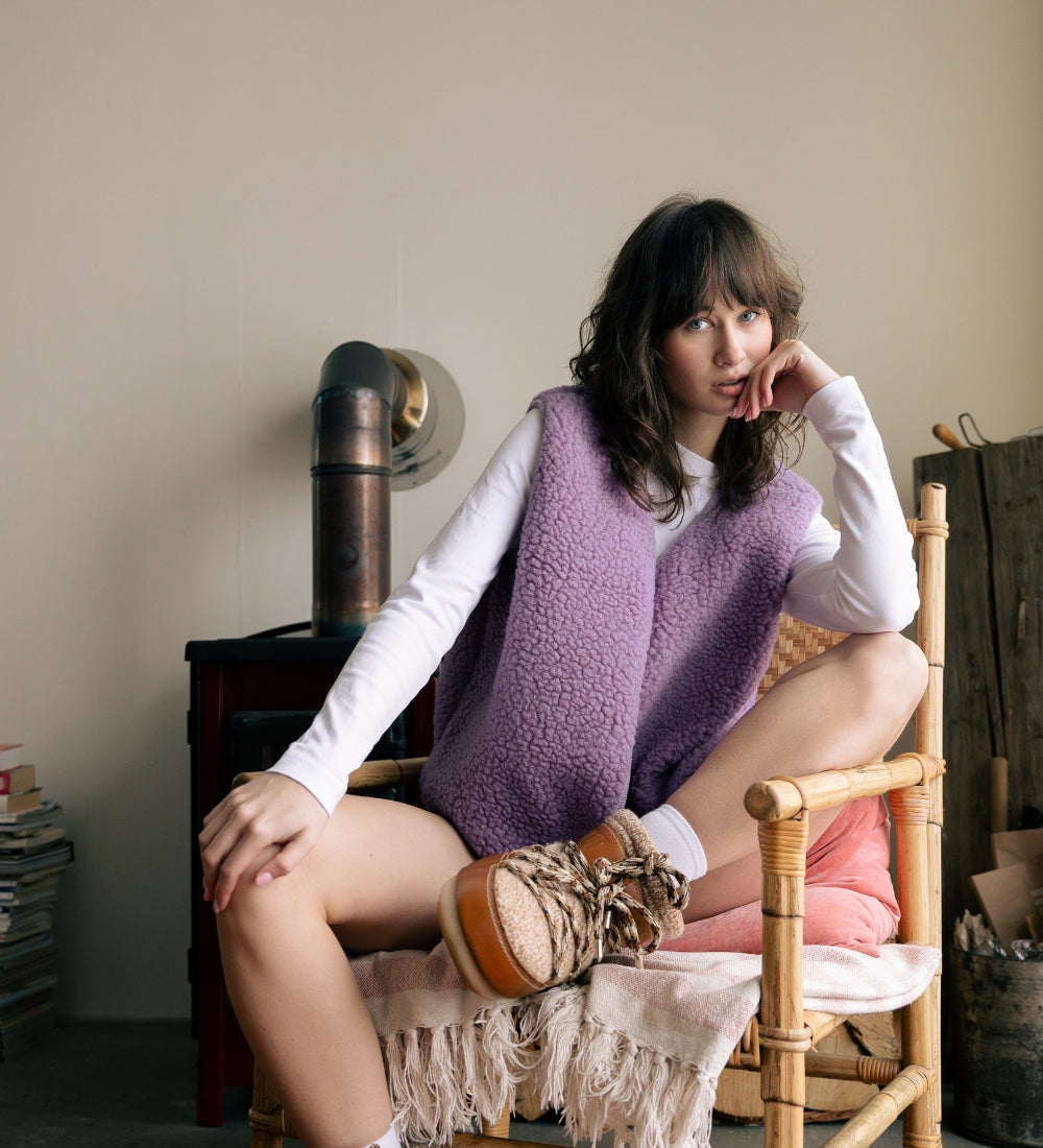 ULV Wełniana kamizelka merino - fiołkowa