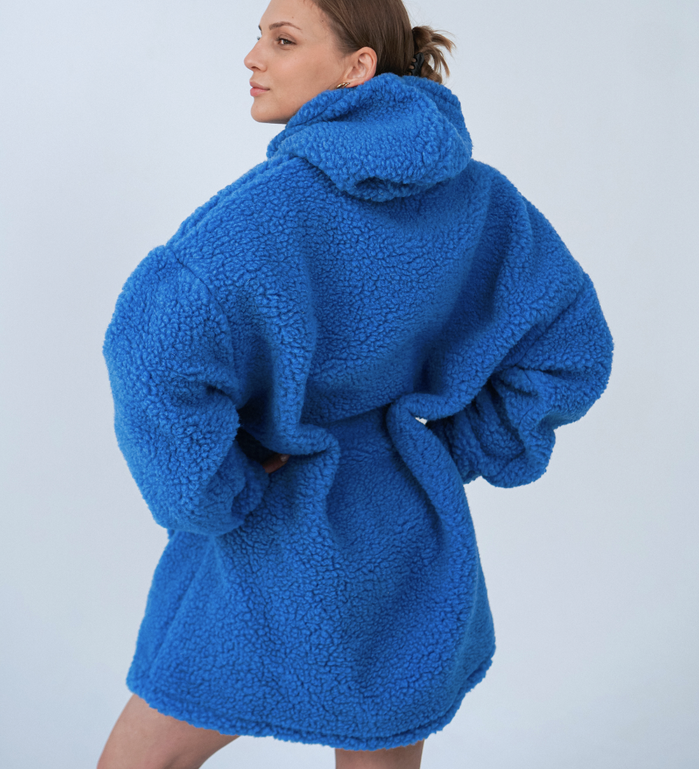BOOM Wełniana bluza z kapturem merino - niebieska
