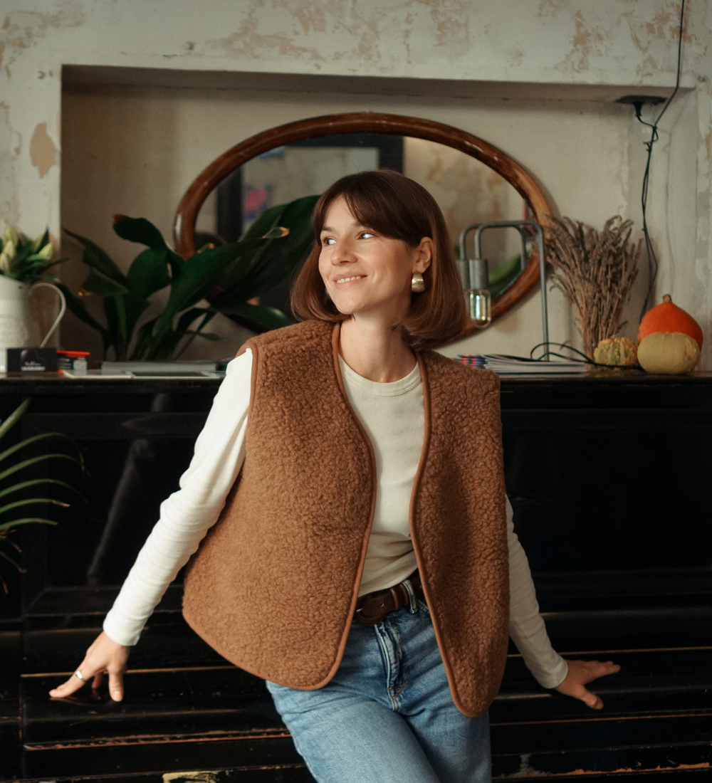 ULV Wełniana kamizelka merino - brązowa