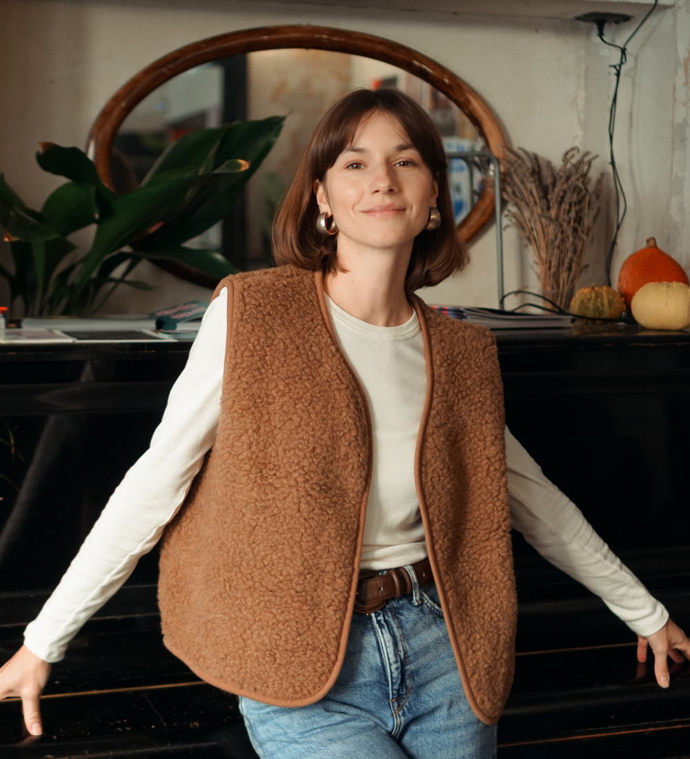 ULV Wełniana kamizelka merino - brązowa