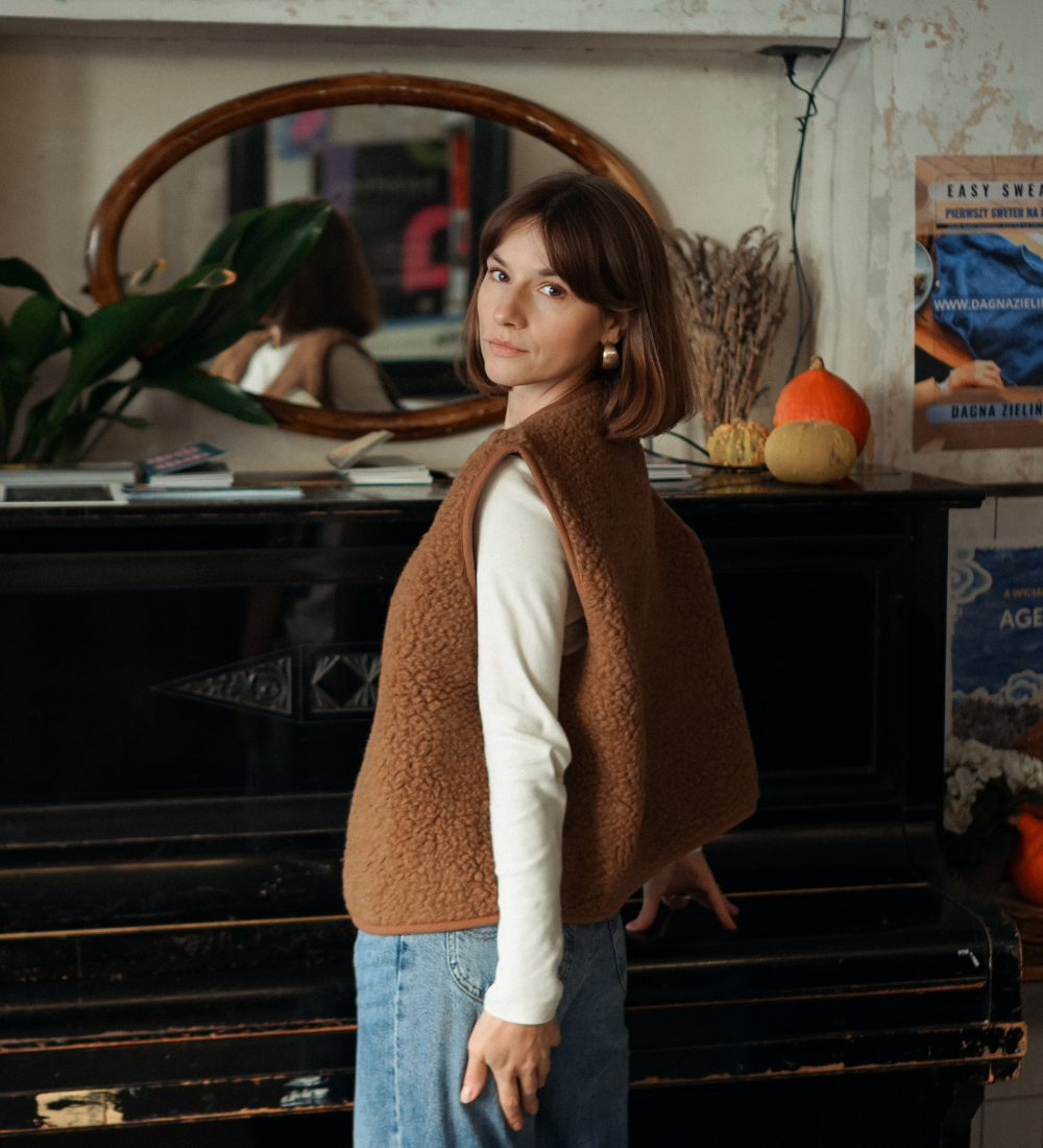 ULV Wełniana kamizelka merino - brązowa