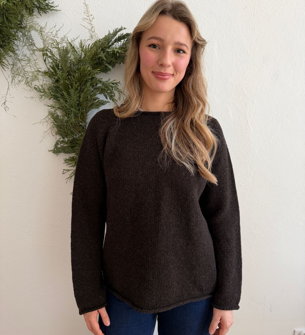 MILLA Sweter z wełny merynosa - brązowy
