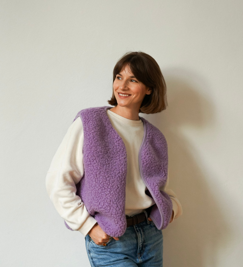 ULV Wełniana kamizelka merino - fiołkowa