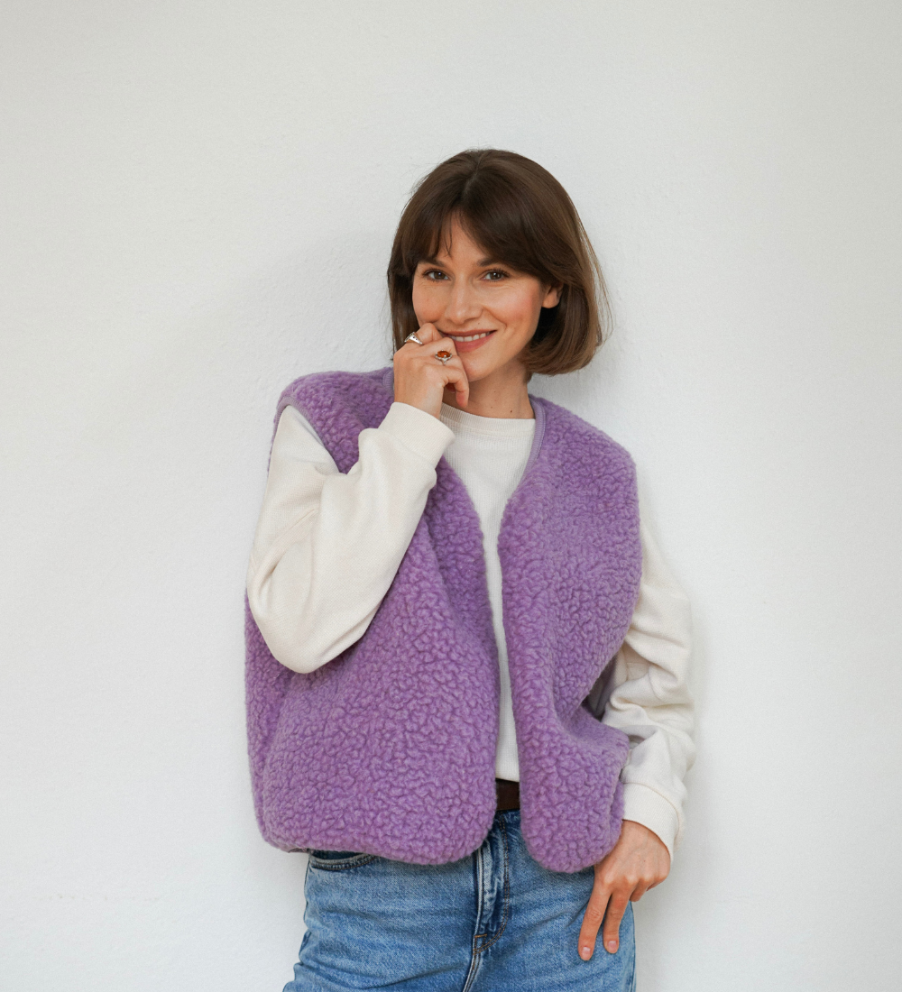 ULV Wełniana kamizelka merino - fiołkowa