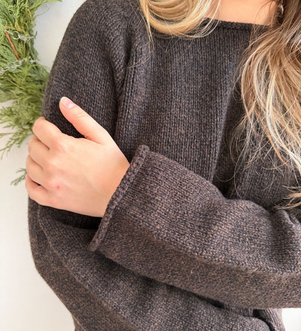 MILLA Sweter z wełny merynosa - brązowy