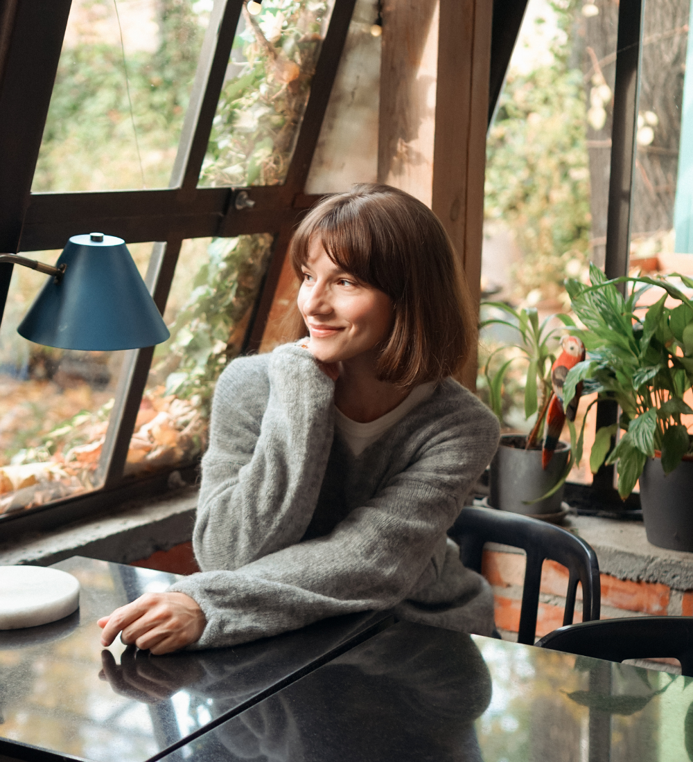 GEMMA Lekki sweter z wełną i moherem - szary