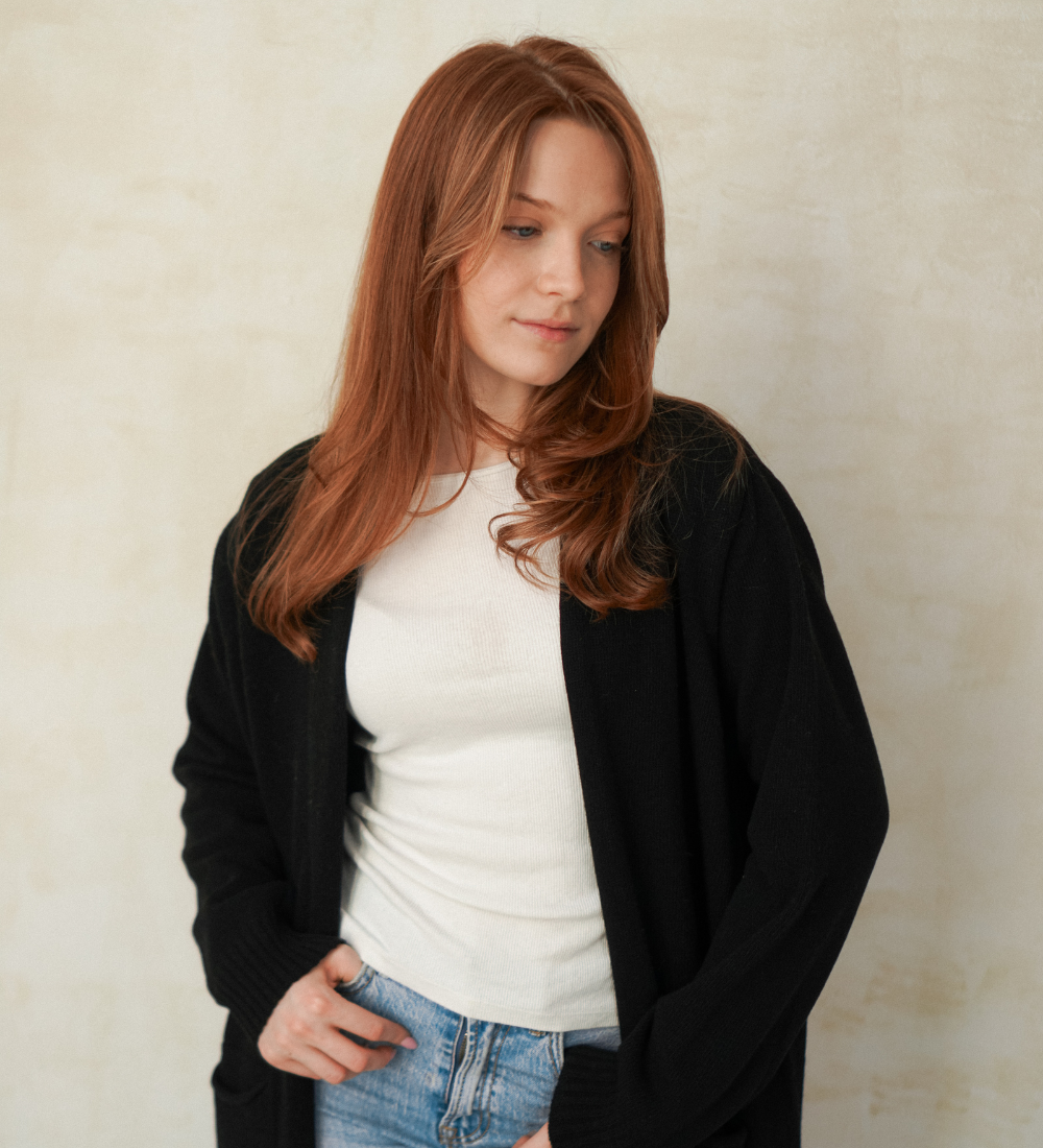 BERA Wełniany sweter kardigan - czarny