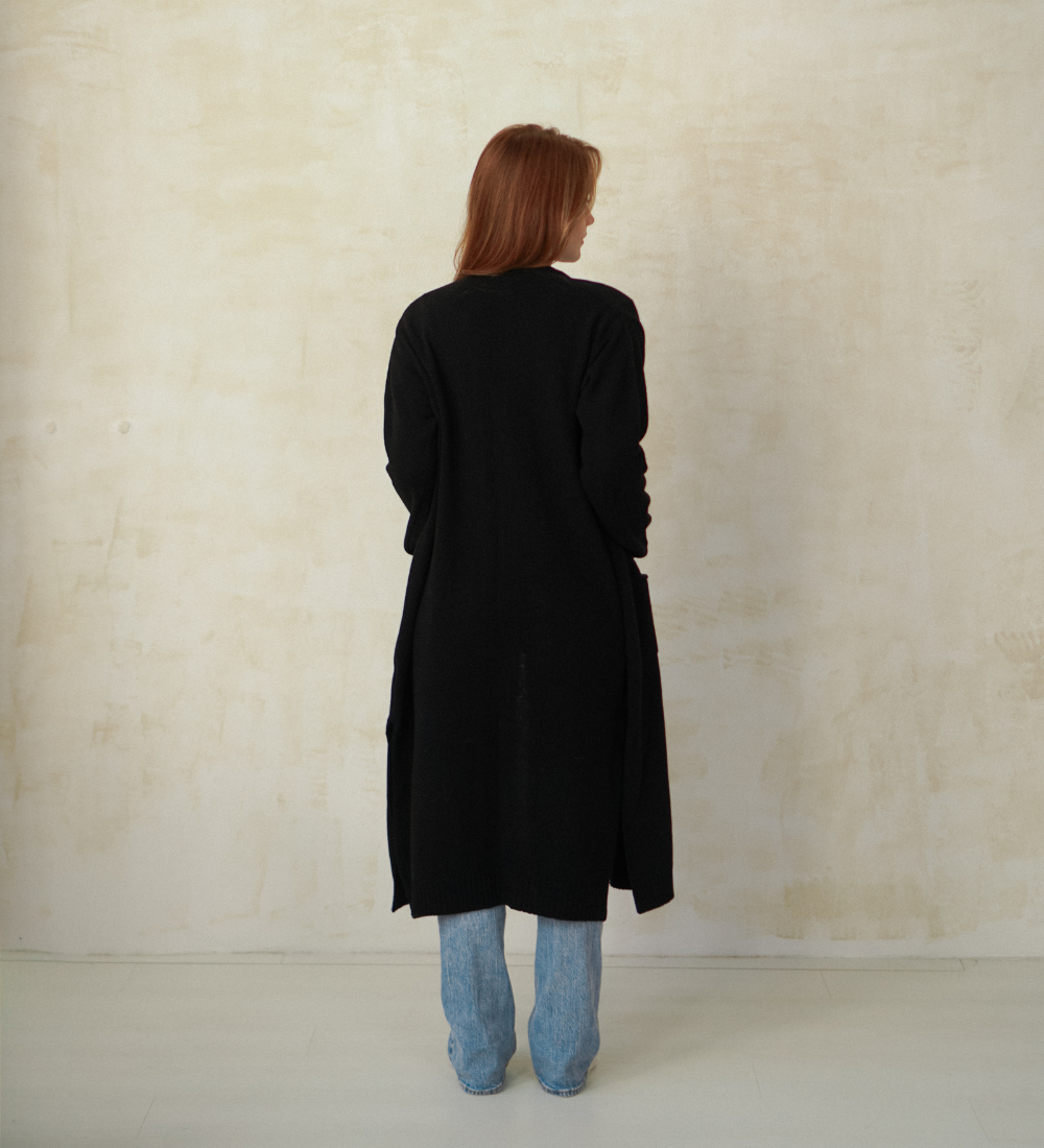 BERA Wełniany sweter kardigan - czarny