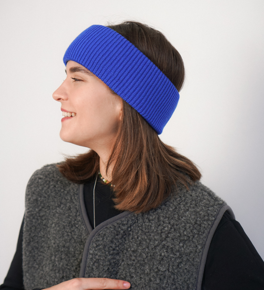 LYS Opaska z wełny merino - niebieska
