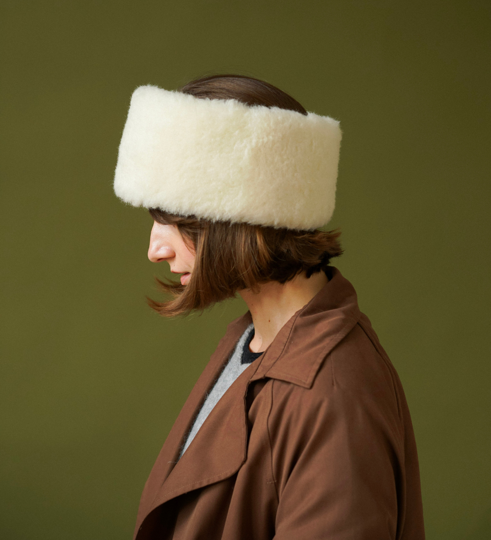 DAGGRY Opaska z wełny merynosa i kaszmiru - ecru