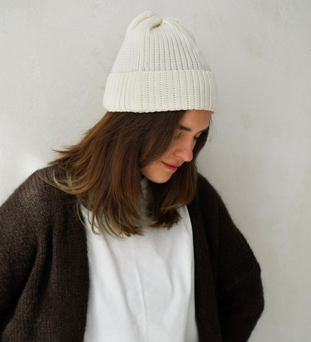 FELA Czapka merino typu beanie - ecru