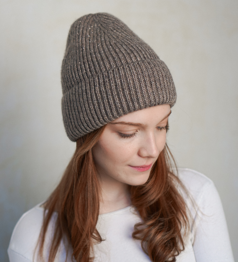 TINDRA Ciepła czapka z wełną - brązowa