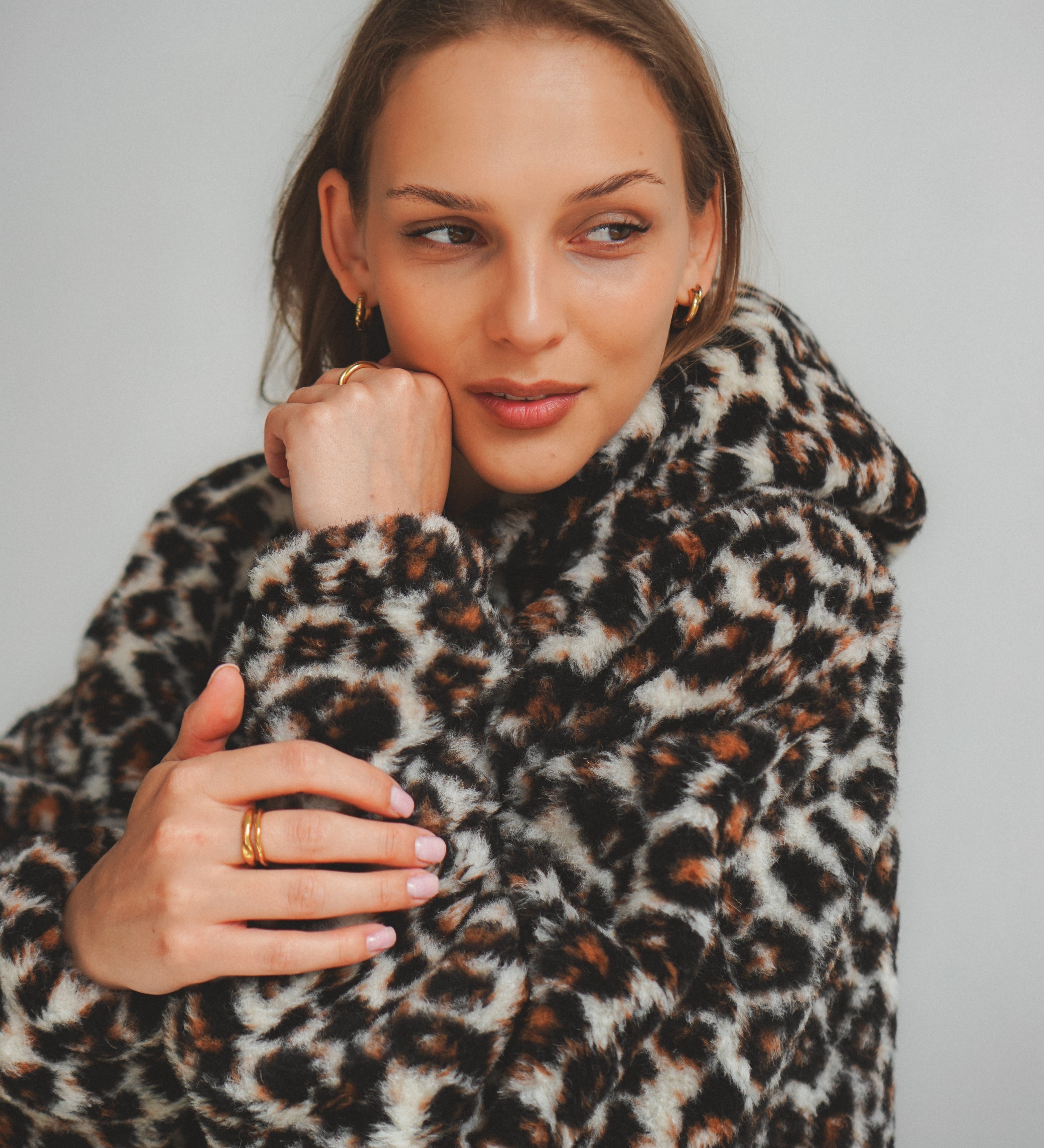 BOOM Wełniana bluza z kapturem merino - panterka