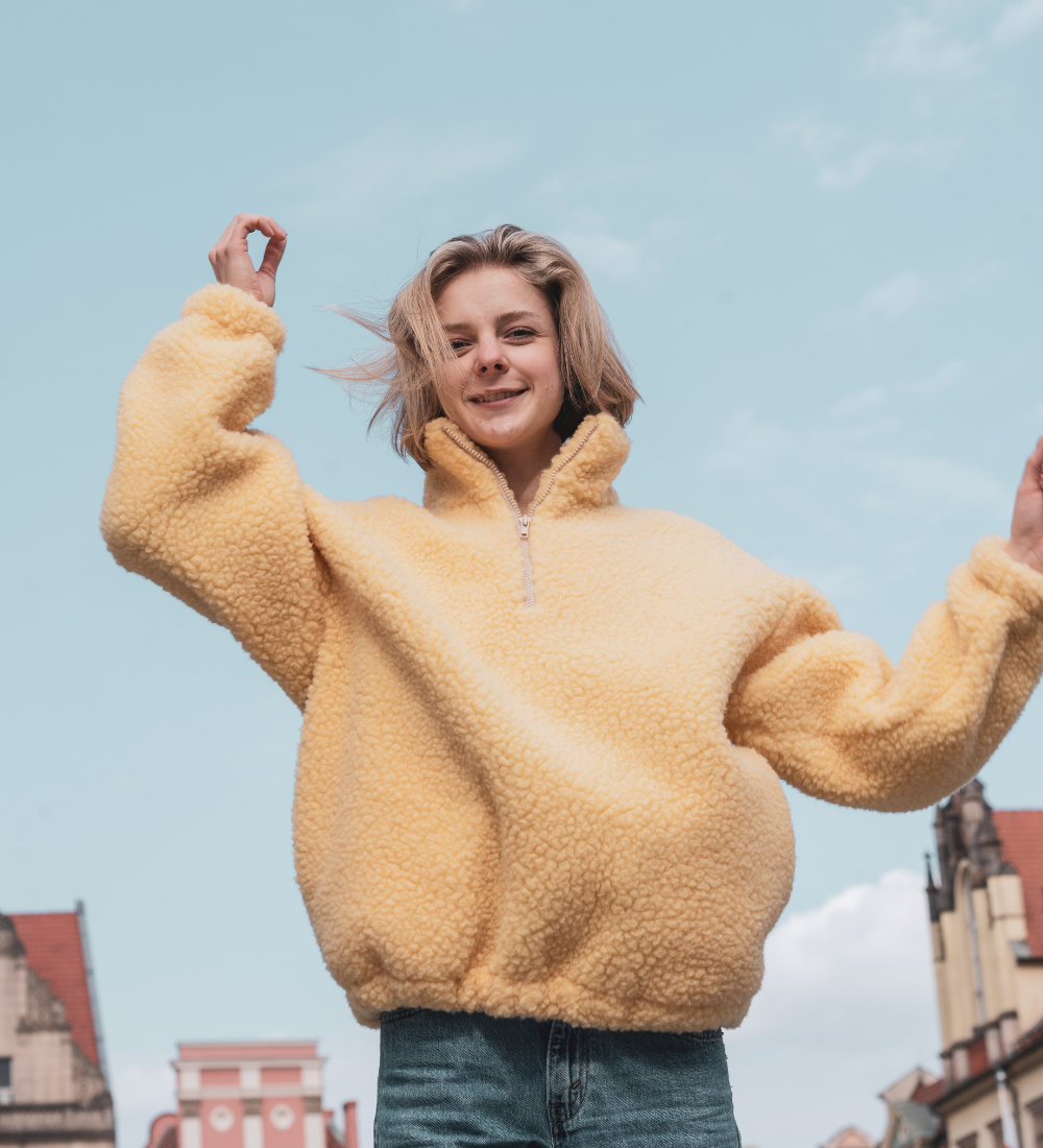 MYRRA Polar sherpa z wełny merino - masełkowy