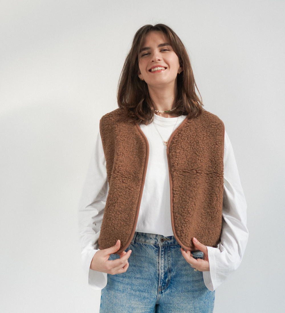 ULV Wełniana kamizelka merino - brązowa