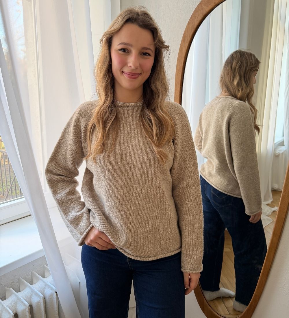MILLA Sweter z wełny merynosa - beżowy