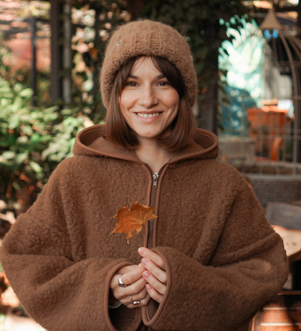 MIŚ Wełniana kurtka/bluza z kapturem - brązowa