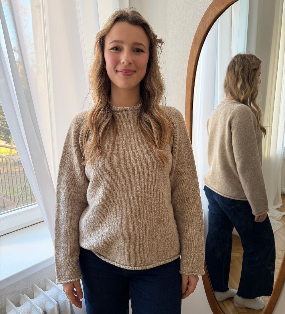 MILLA Sweter z wełny merynosa - beżowy
