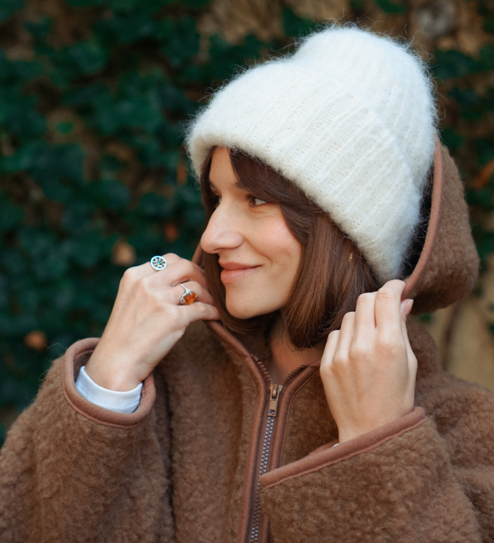 SAGA  Czapka z moheru i alpaki - ecru