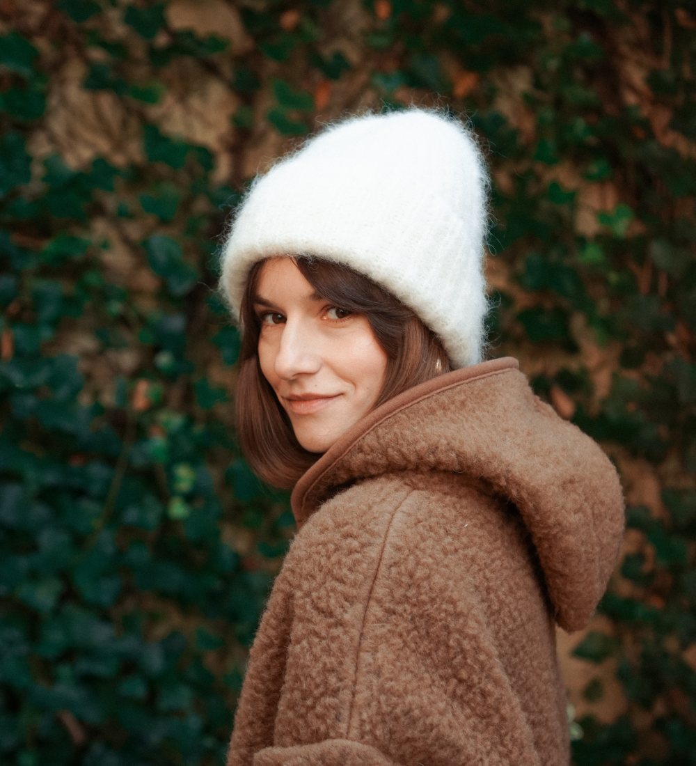 SAGA  Czapka z moheru i alpaki - ecru