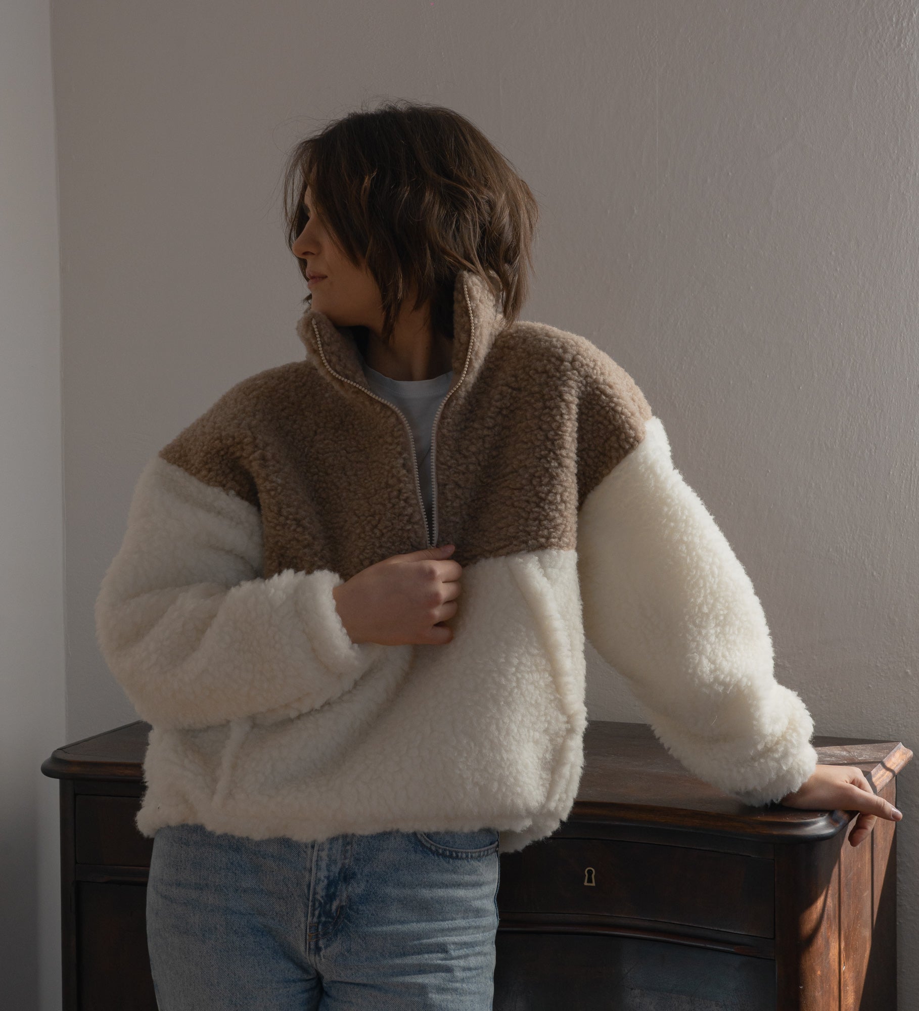 ESME Dwukolorowy polar z wełny merino