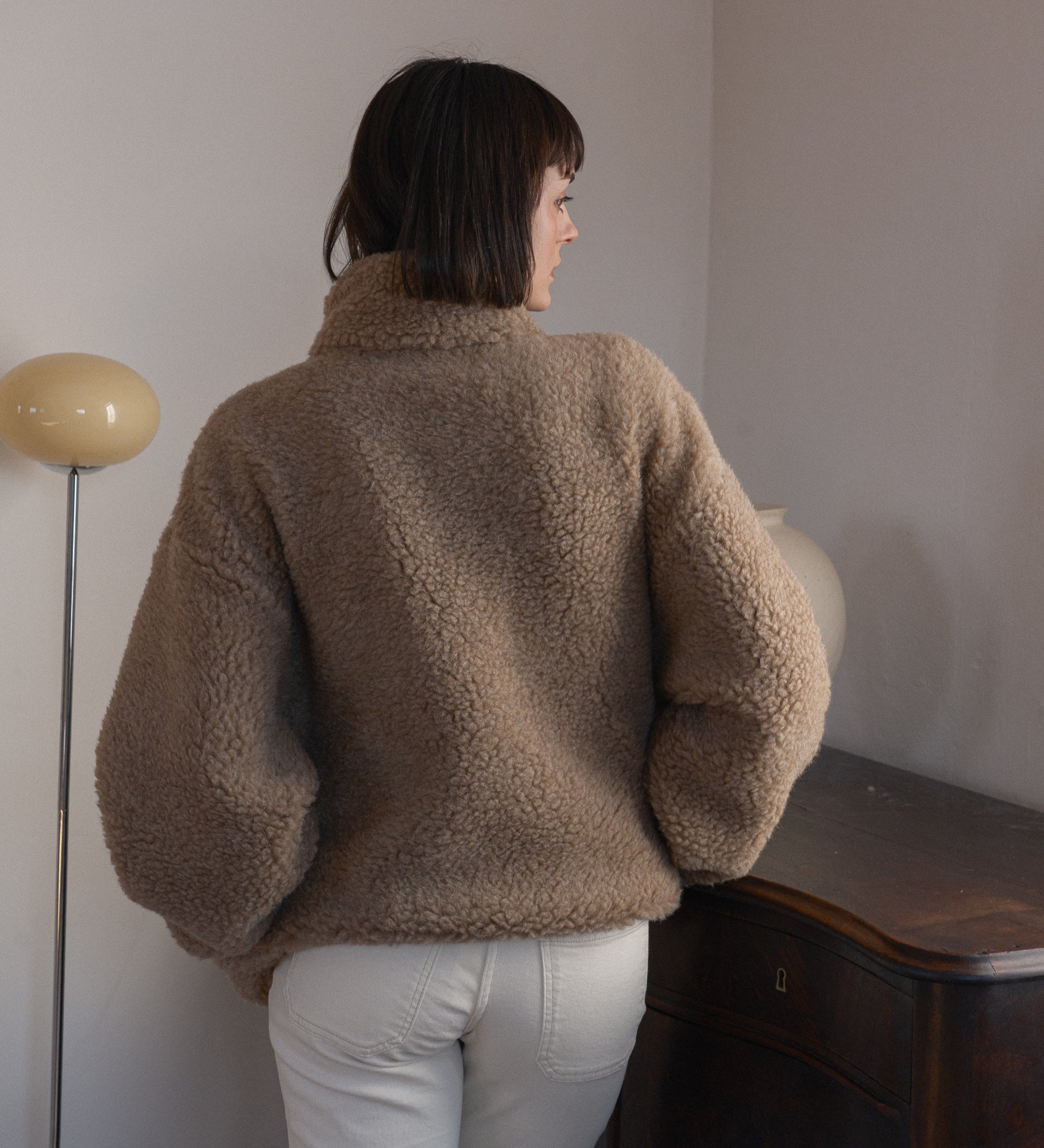 MYRRA Polar sherpa z wełny merino - dębowy