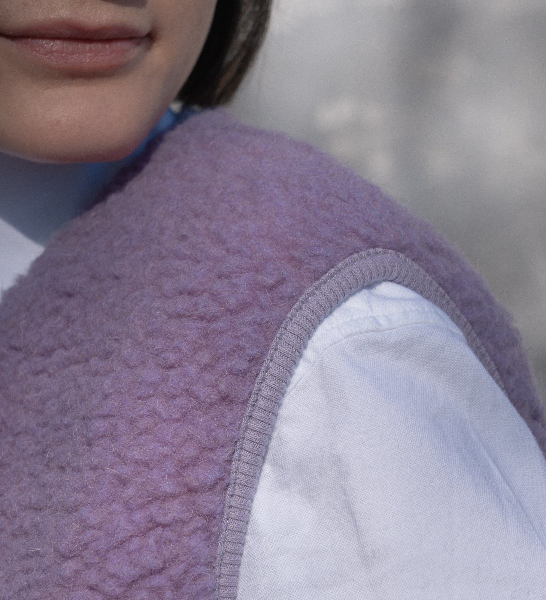 VILDE Zip merino wool gilet - violet