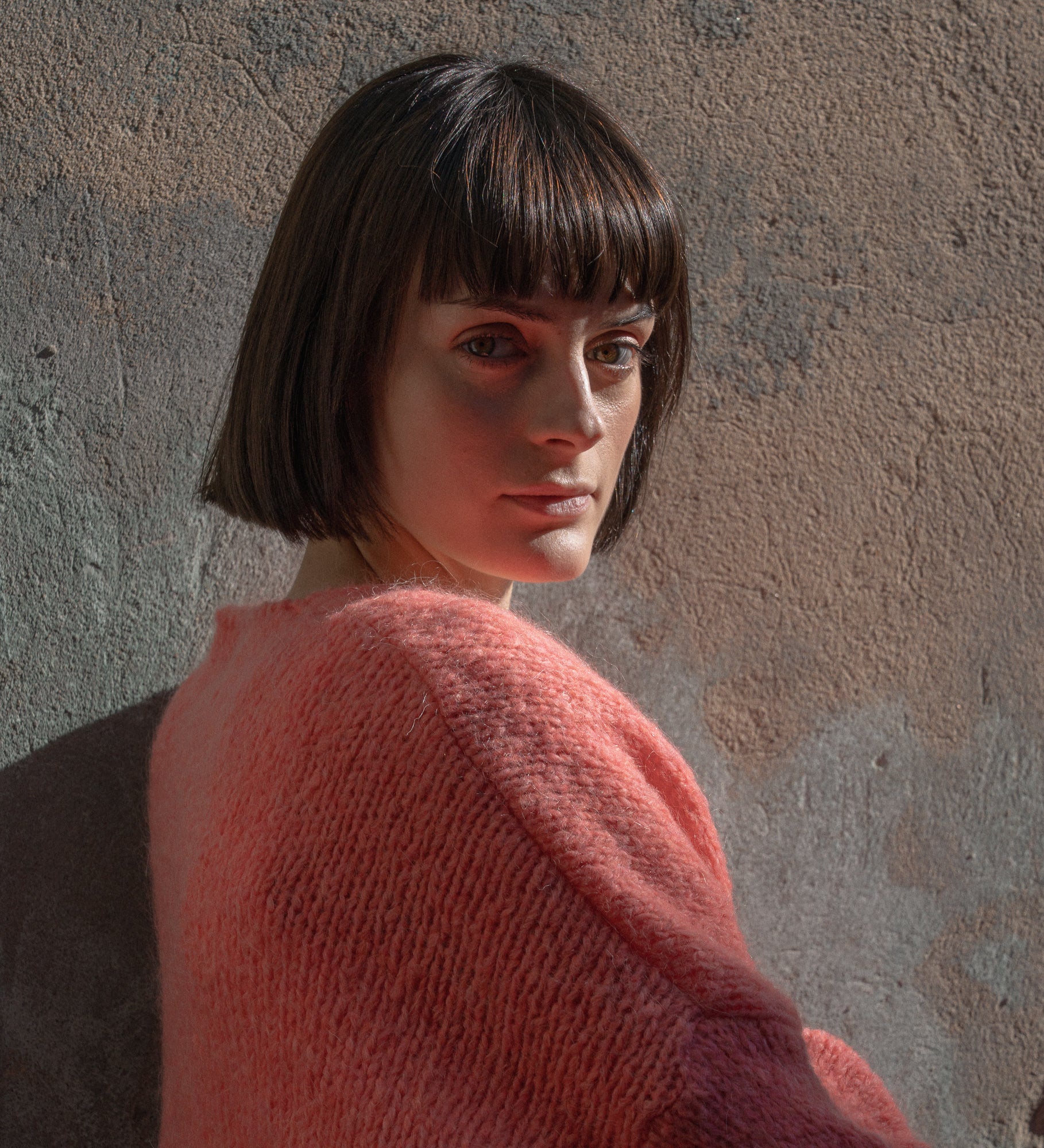 ASTRID Wełniany sweter z wełny i moheru - koralowy