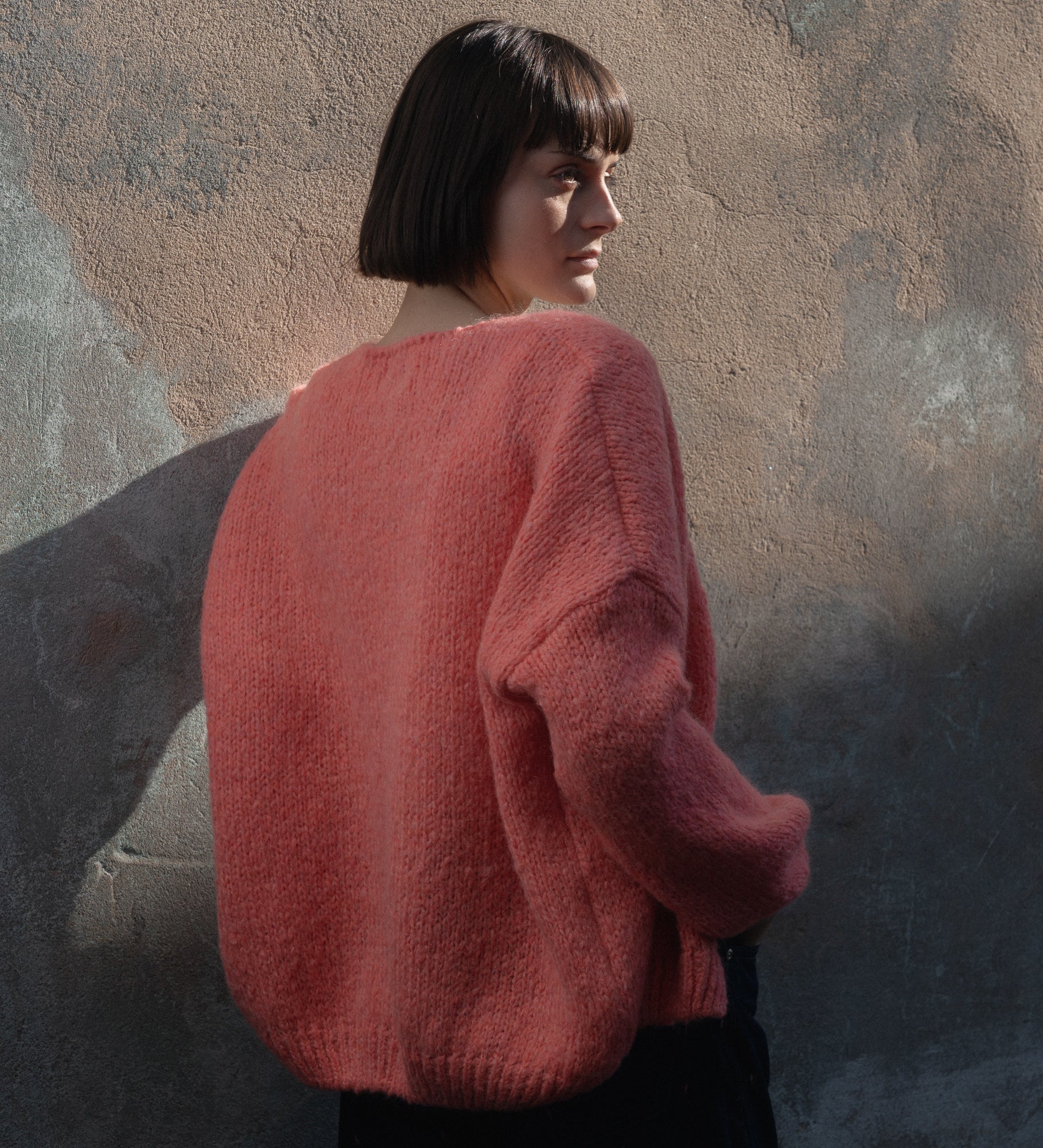 ASTRID Wełniany sweter z wełny i moheru - koralowy