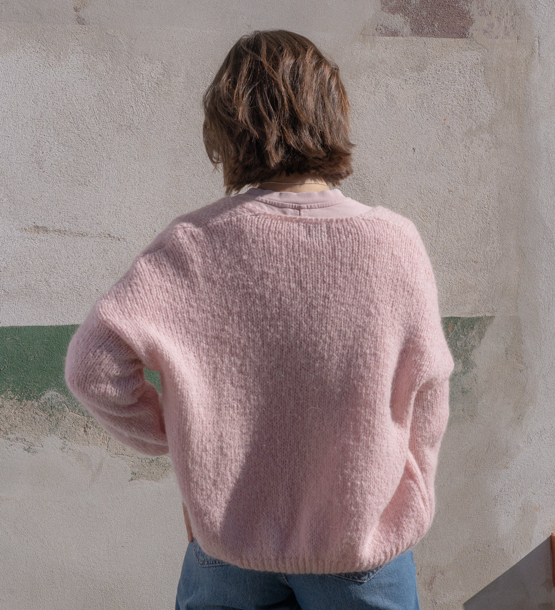 ASTRID Wełniany sweter z wełny i moheru - różany