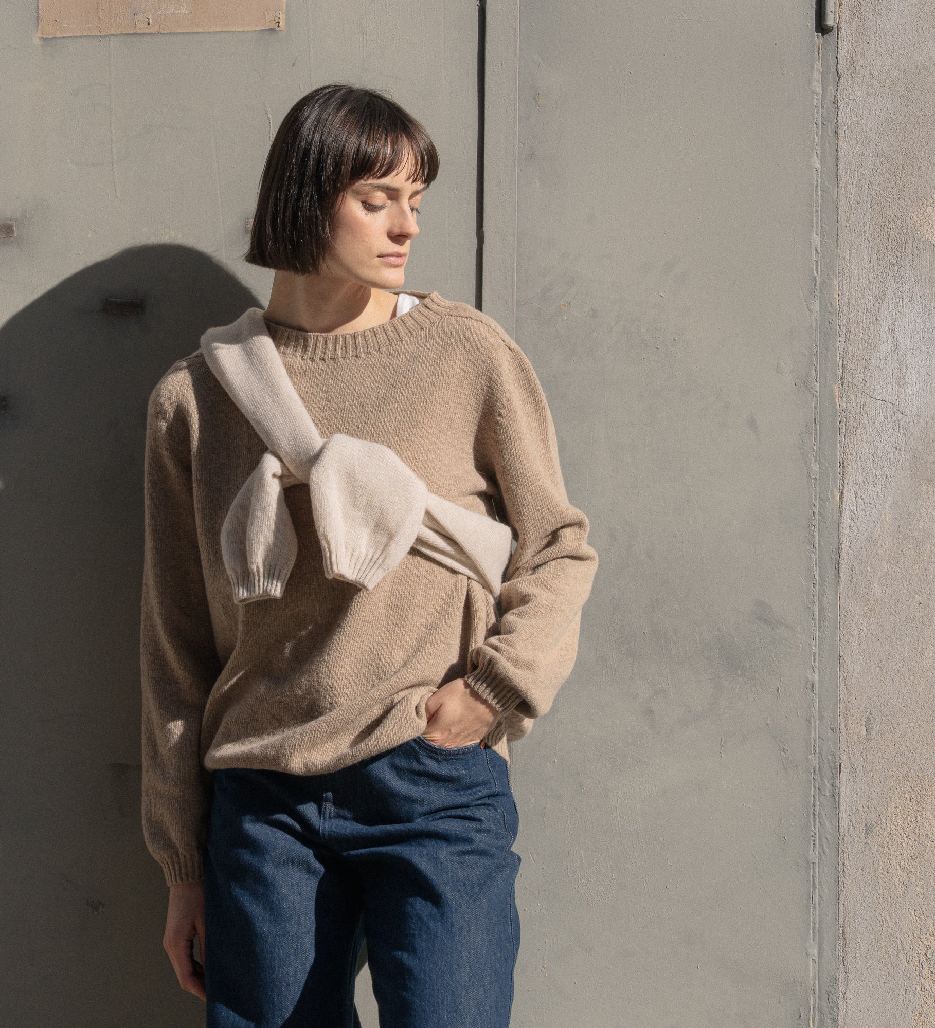 TYRA Classic merino wool jumper - light brown