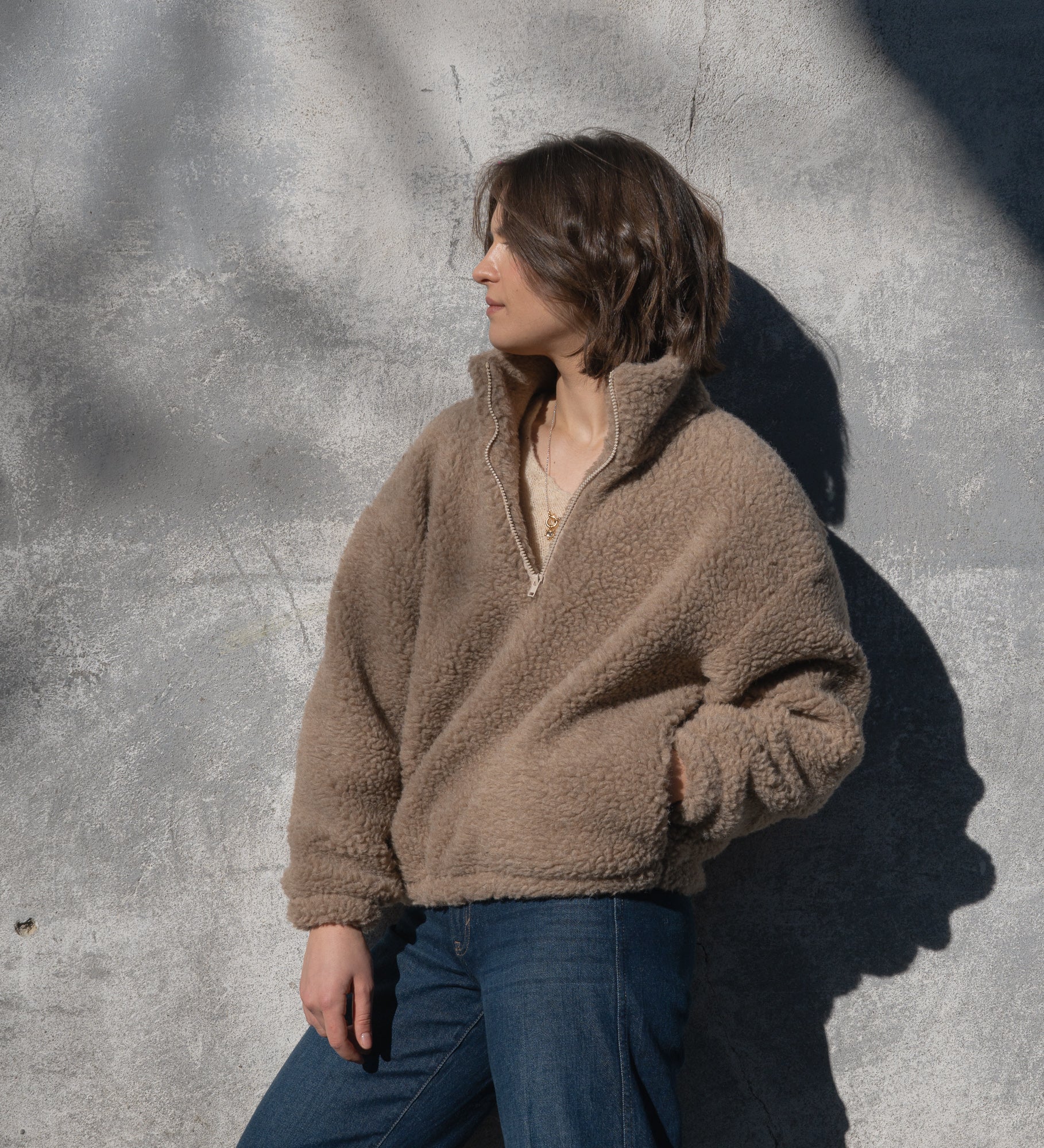 MYRRA Polar sherpa z wełny merino - dębowy