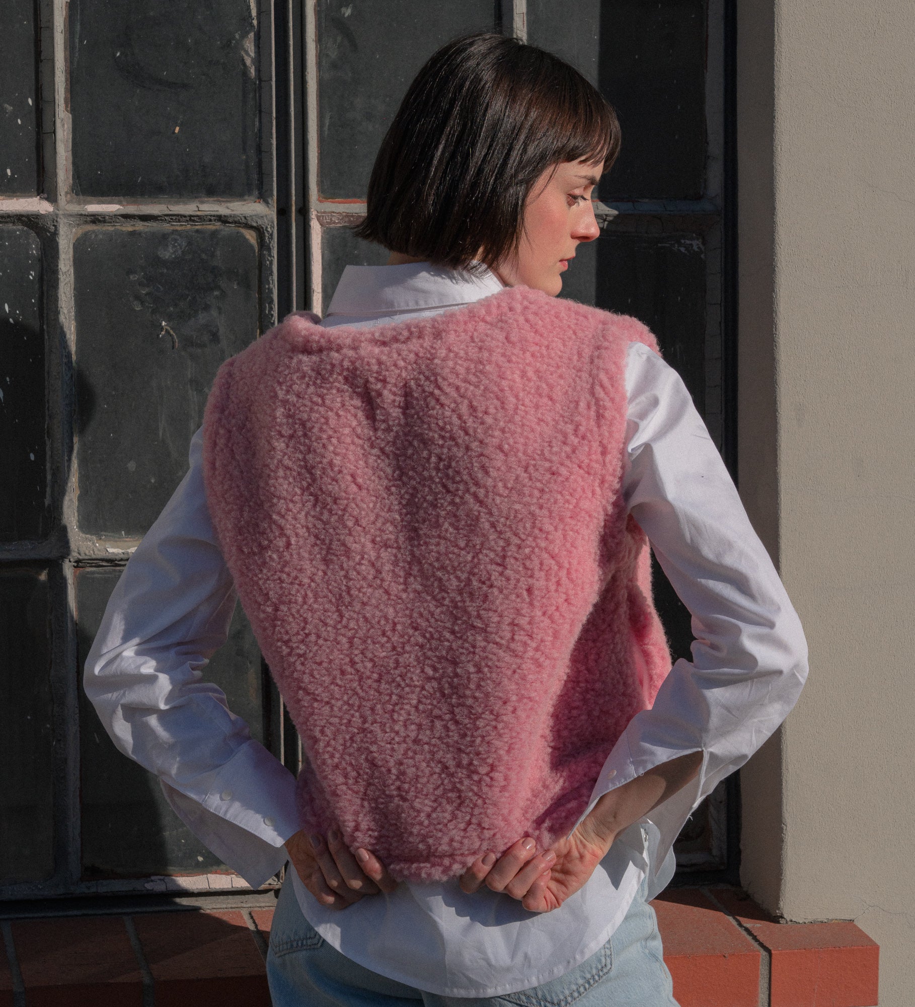 RUNA Pull-on merino wool gilet - rose