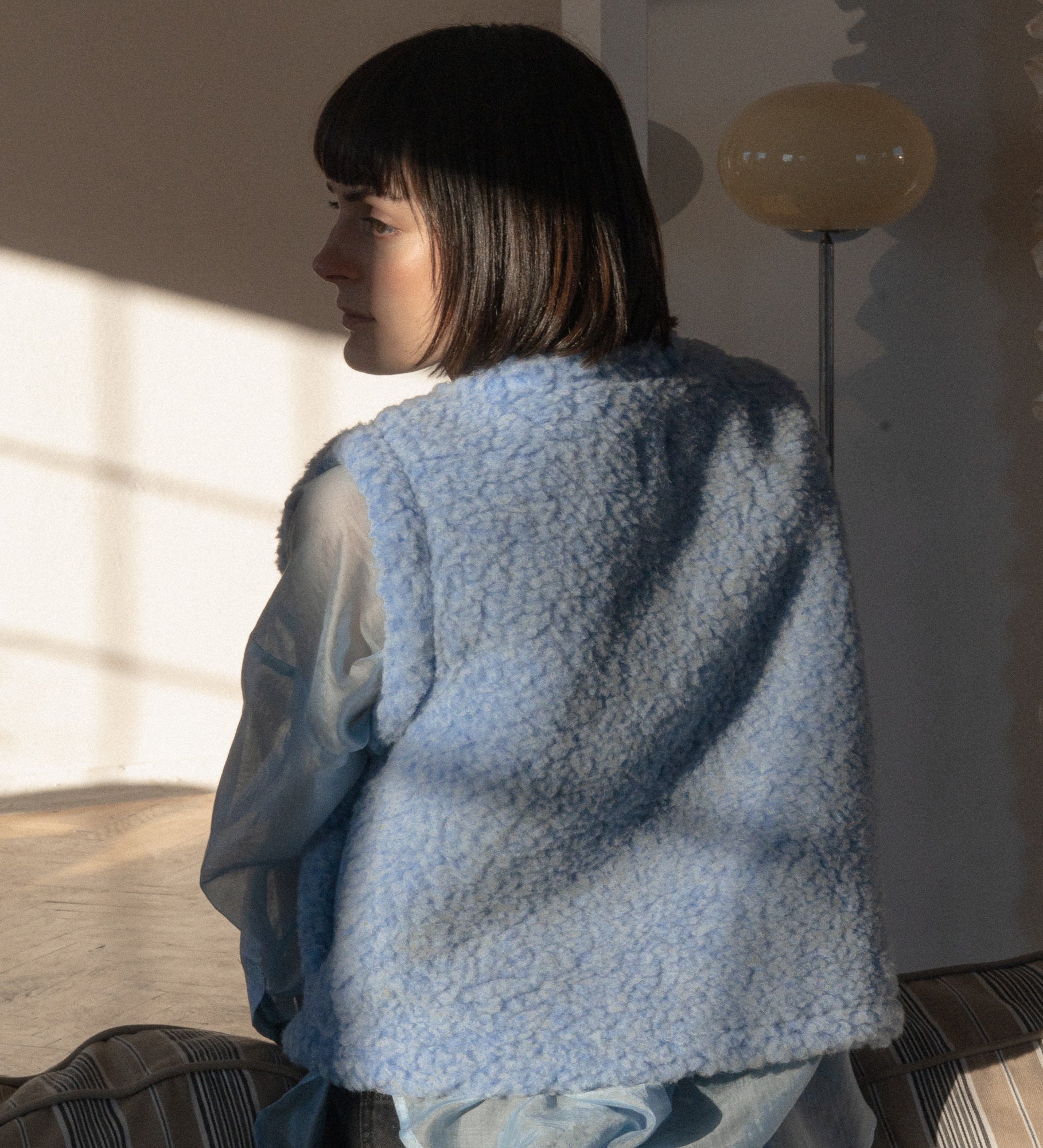 RUNA Pull-on merino wool gilet - sky blue