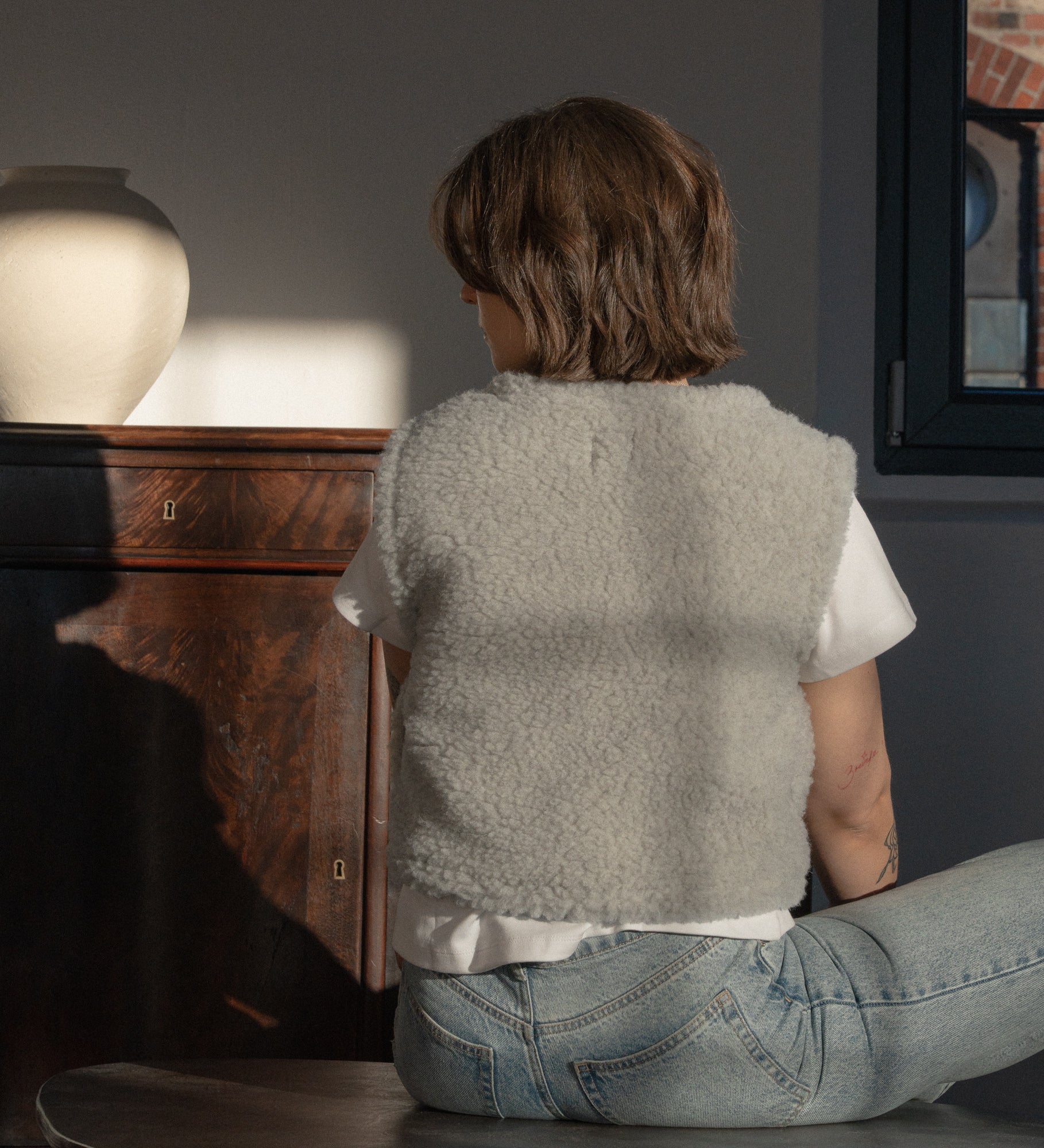 RUNA merino wool pullover gilet - grey