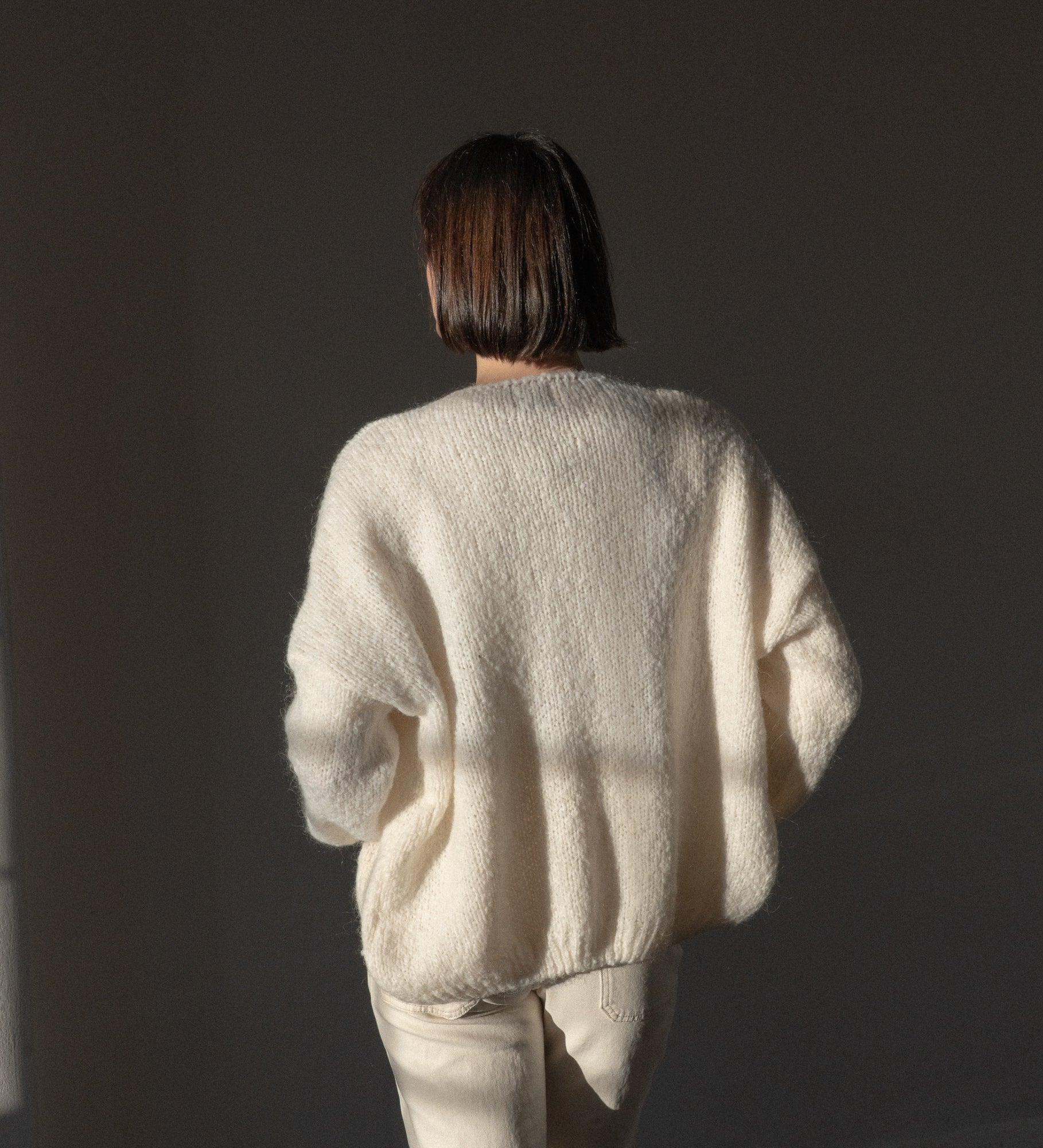 ASTRID Wełniany sweter damski z wełny i moheru - ecru