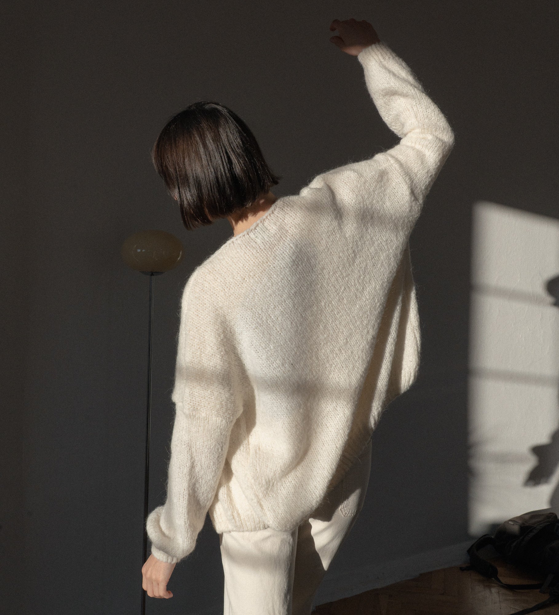 ASTRID Wełniany sweter damski z wełny i moheru - ecru