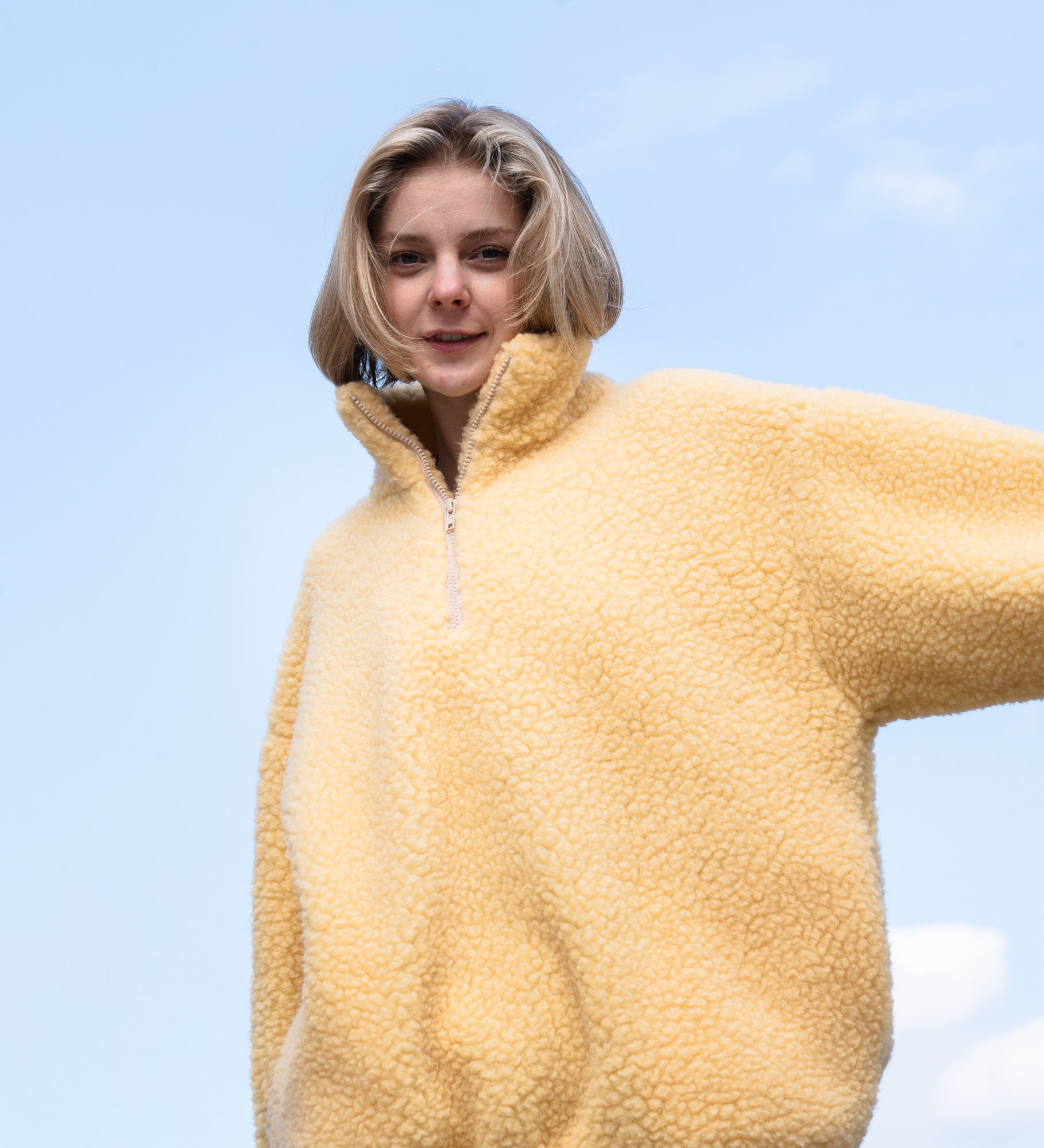 MYRRA Polar sherpa z wełny merino - masełkowy