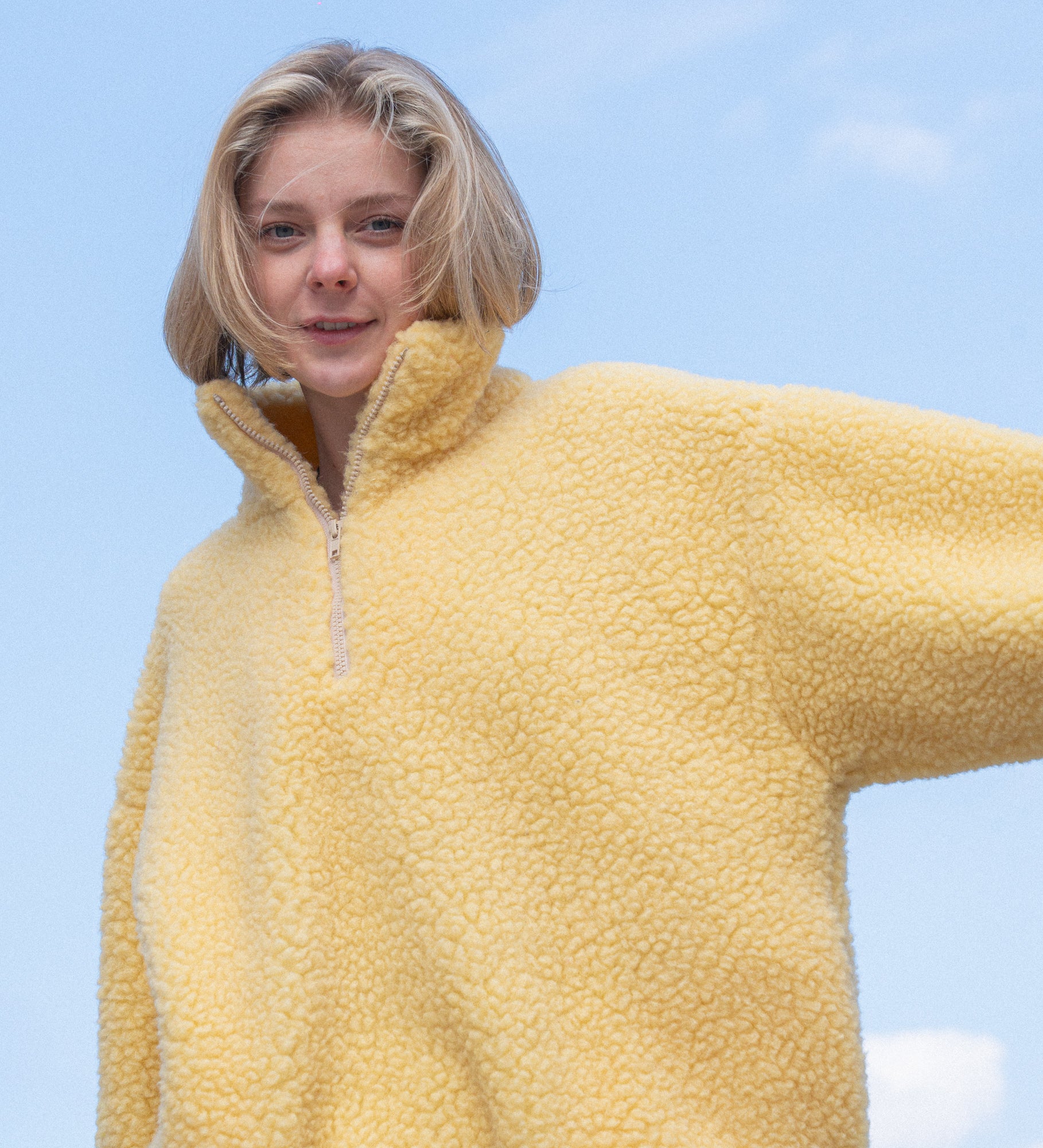 MYRRA Polar sherpa z wełny merino - masełkowy