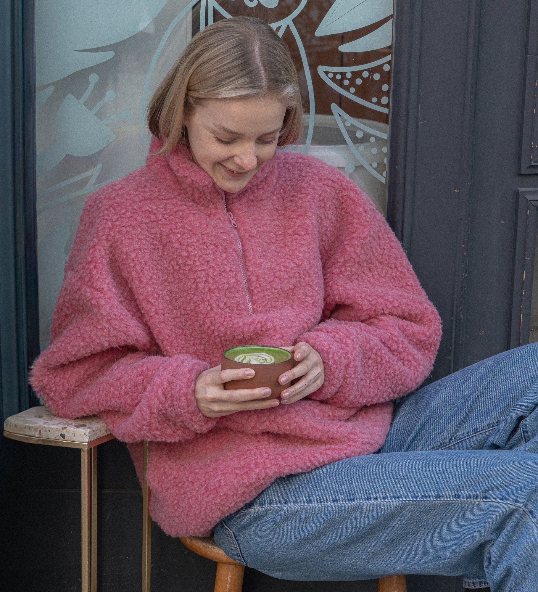 MYRRA Polar sherpa z wełny merino - różowy