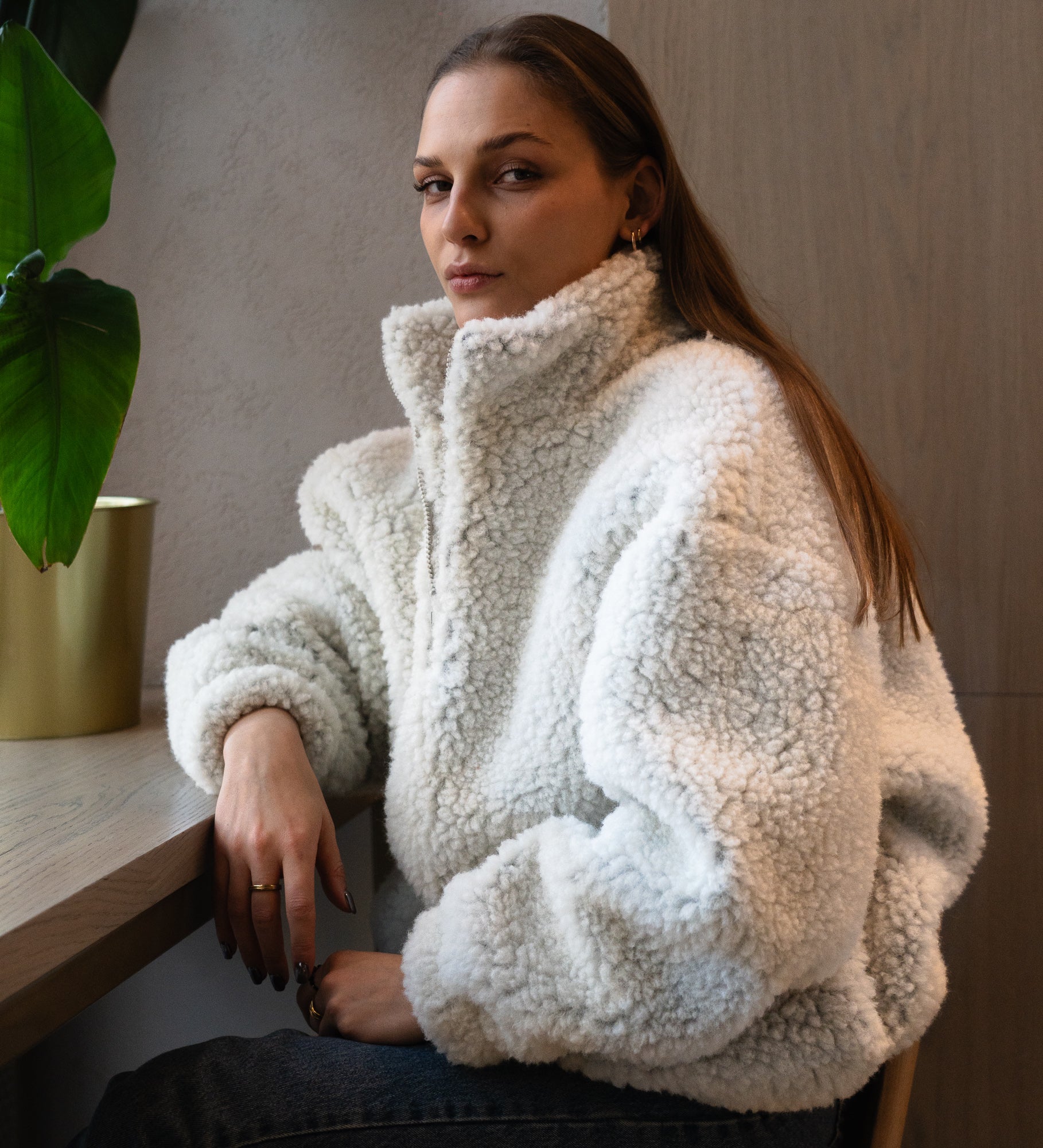 MYRRA Polar sherpa z wełny merino - miś polarny