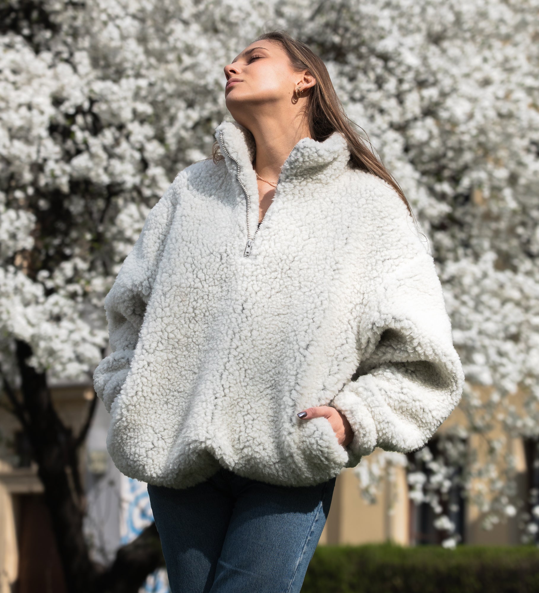 MYRRA Polar sherpa z wełny merino - miś polarny