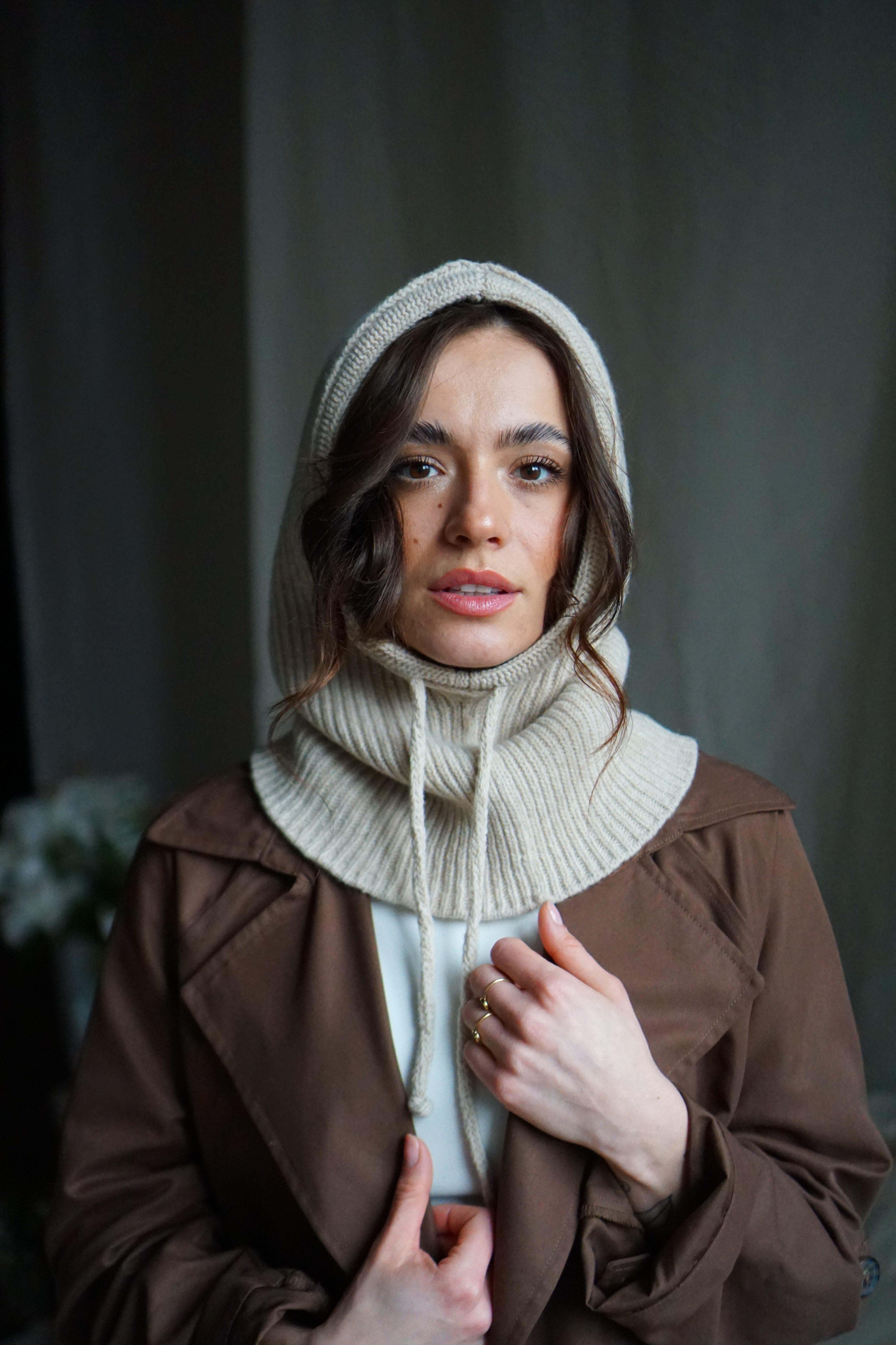 LIDIA Sturmhaube aus Merinowolle - Beige