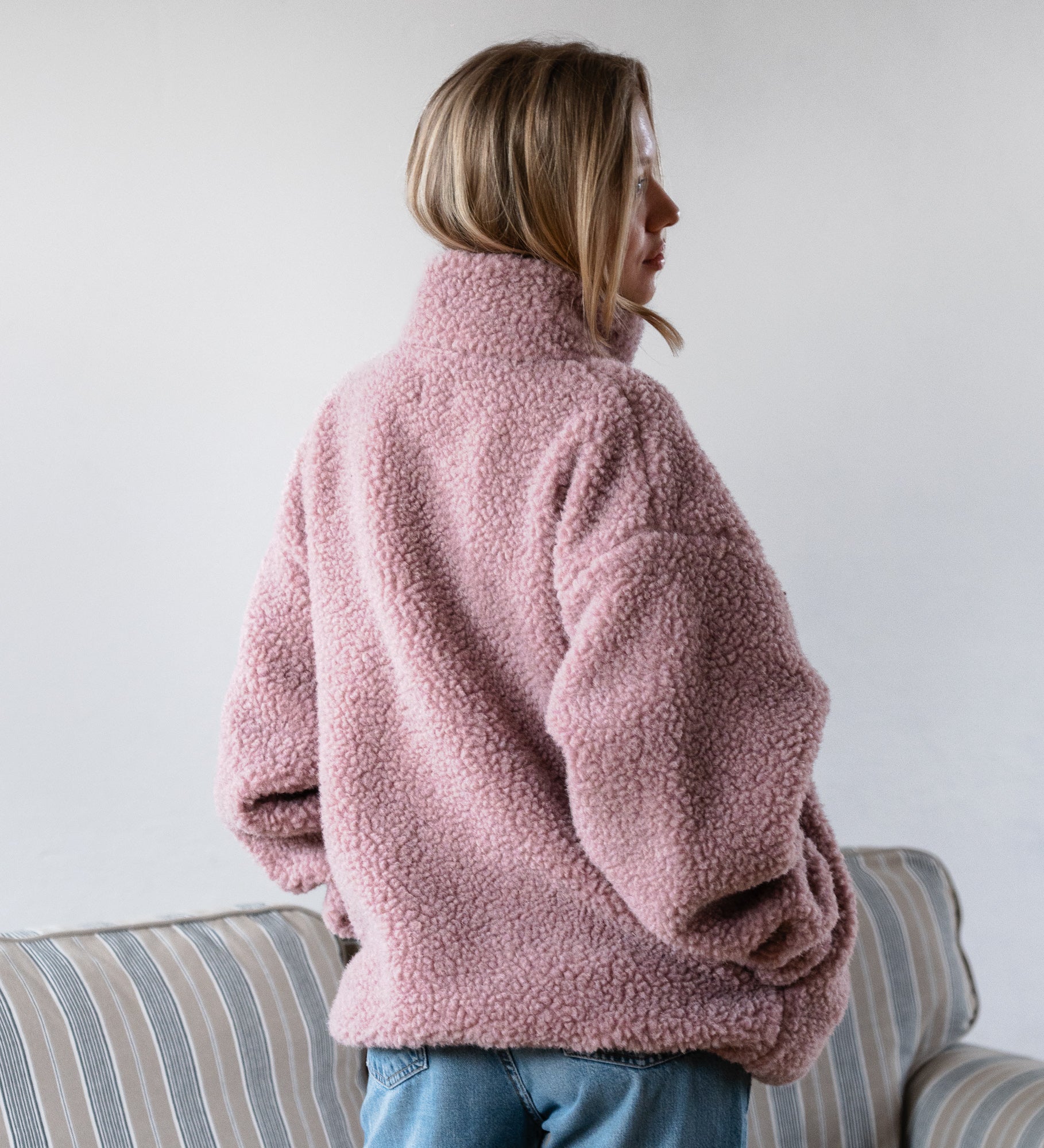 MYRRA Polar sherpa z wełny merino - pudrowy róż