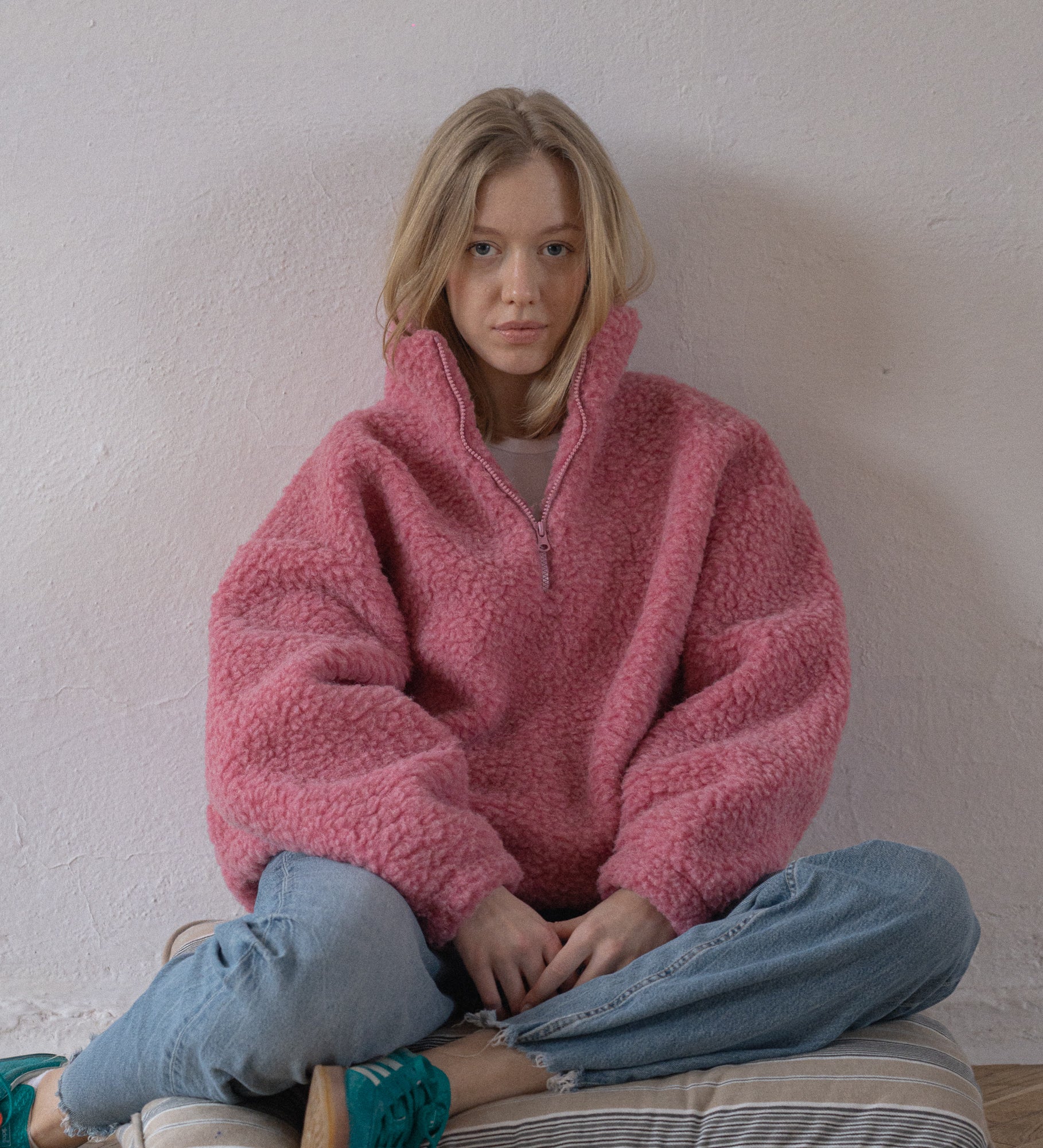 MYRRA Polar sherpa z wełny merino - różowy