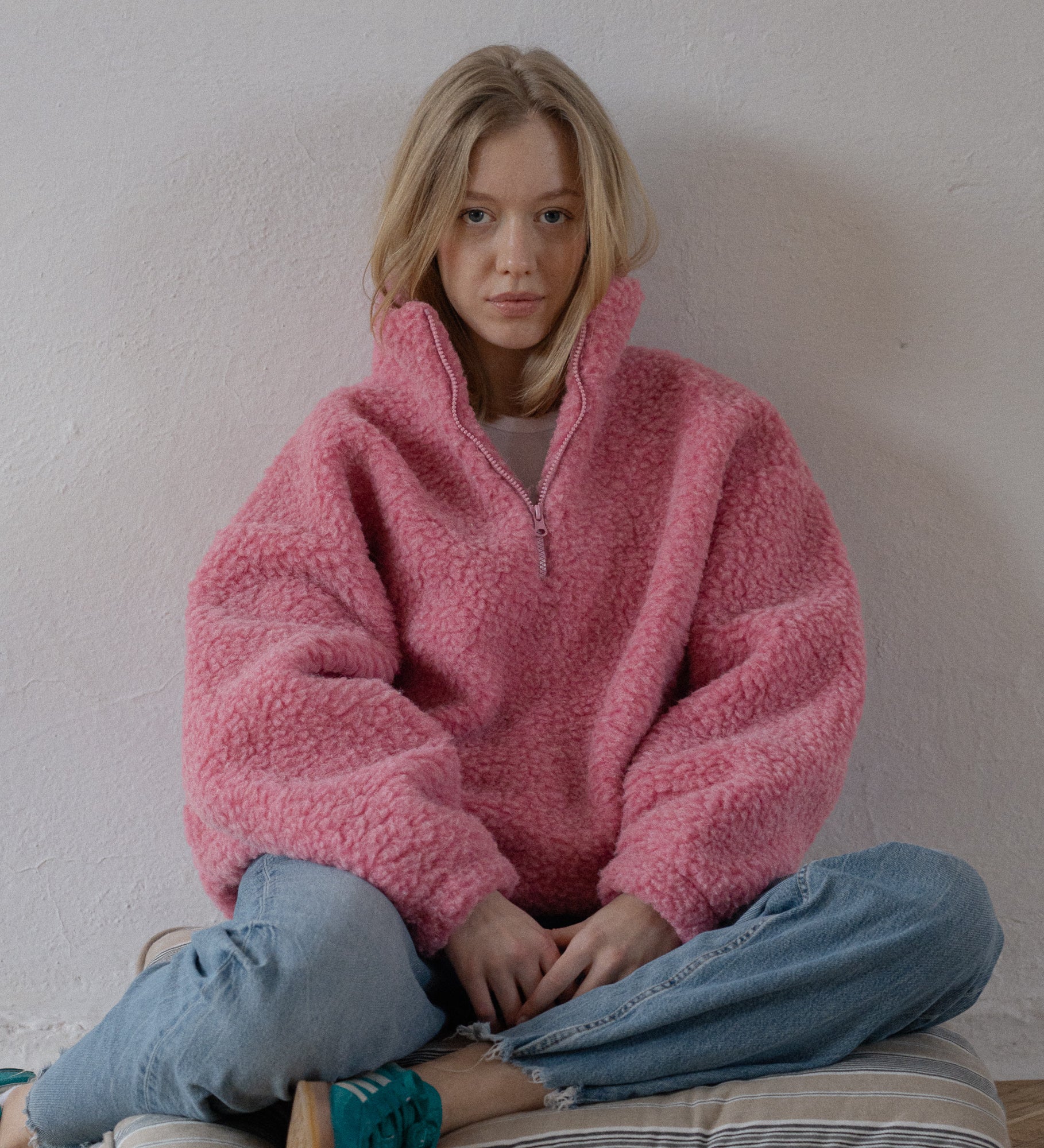 MYRRA Polar sherpa z wełny merino - różowy