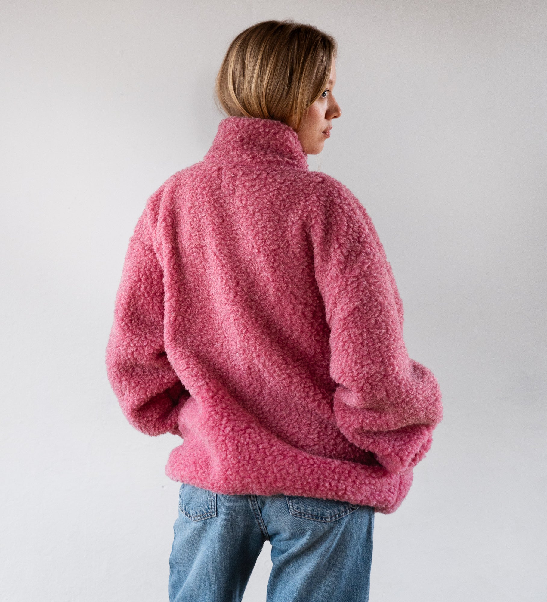MYRRA Polar sherpa z wełny merino - różowy