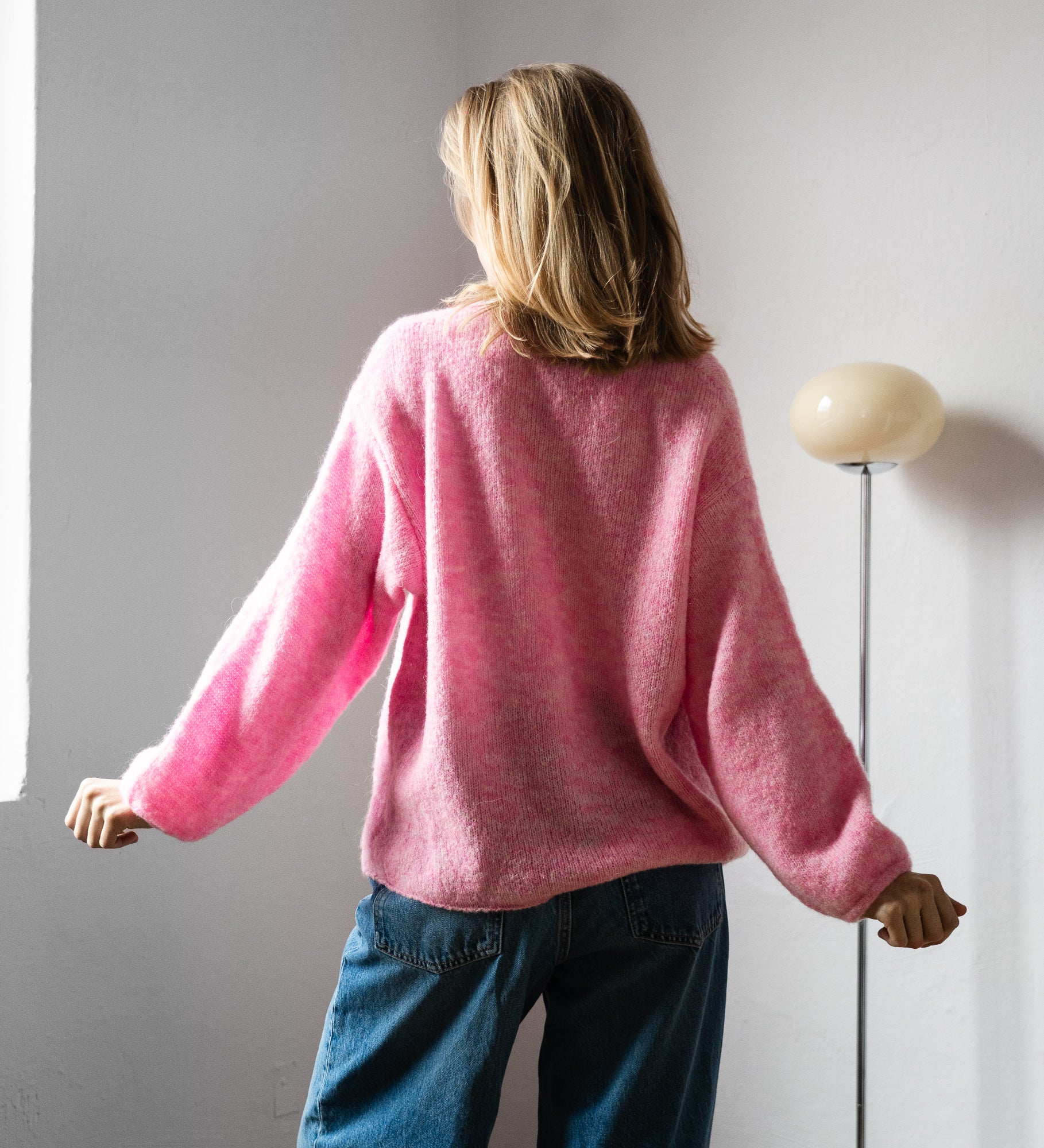 GEMMA 2.0 Lekki sweter z wełną i moherem - różowy