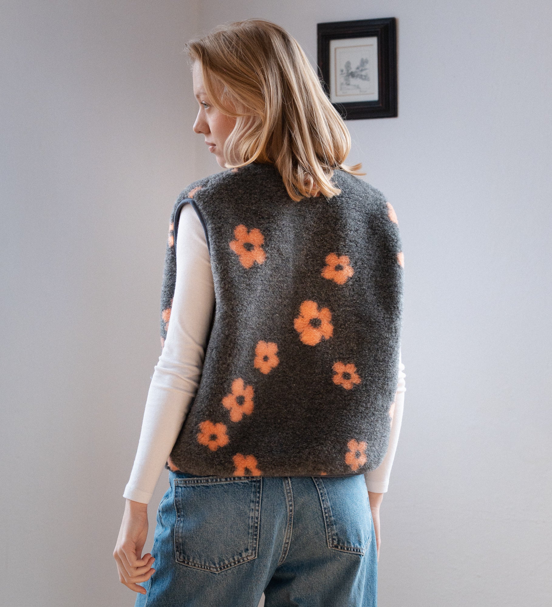 ULV Wełniana kamizelka merino - kwiatowa